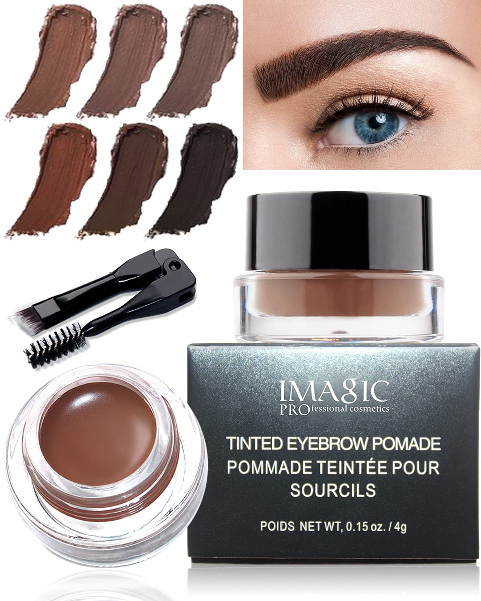 Eyebrows Gel Brow Pomade Set Waterproof, Tinted Brow Gel Cream With Brush, Long Lasting High-Pigmented 24 Hour, Smudge Proof &Sw