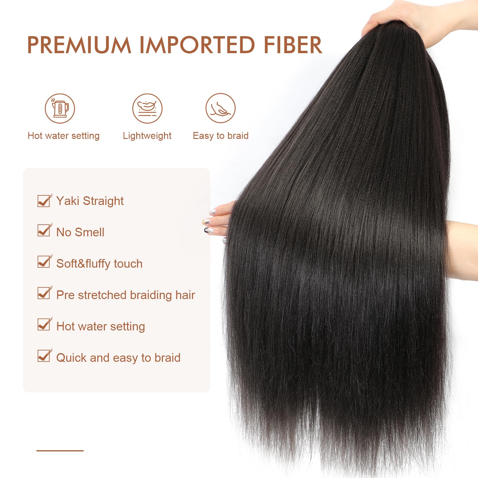 Difunee Pre-Stretched Braiding Hair - 14 Inch 8 Packs Medium Brown Mid-Length Braiding Hair For Twist Or Box Braids, Yaki Textur