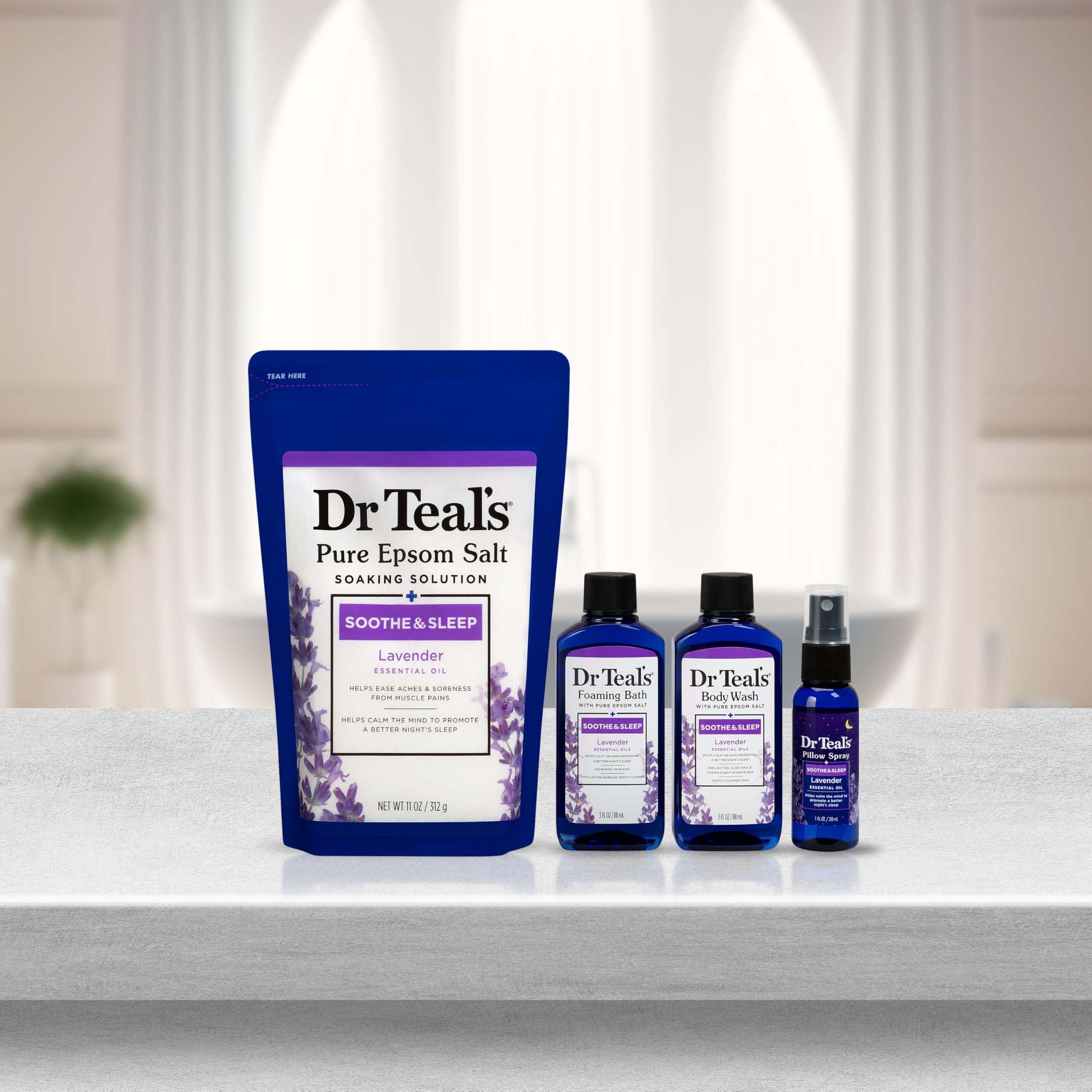 Dr Teal'S Holiday Gift Set - Lavender - 4 Piece Bath Sampler, Perfect For Stocking Stuffers
