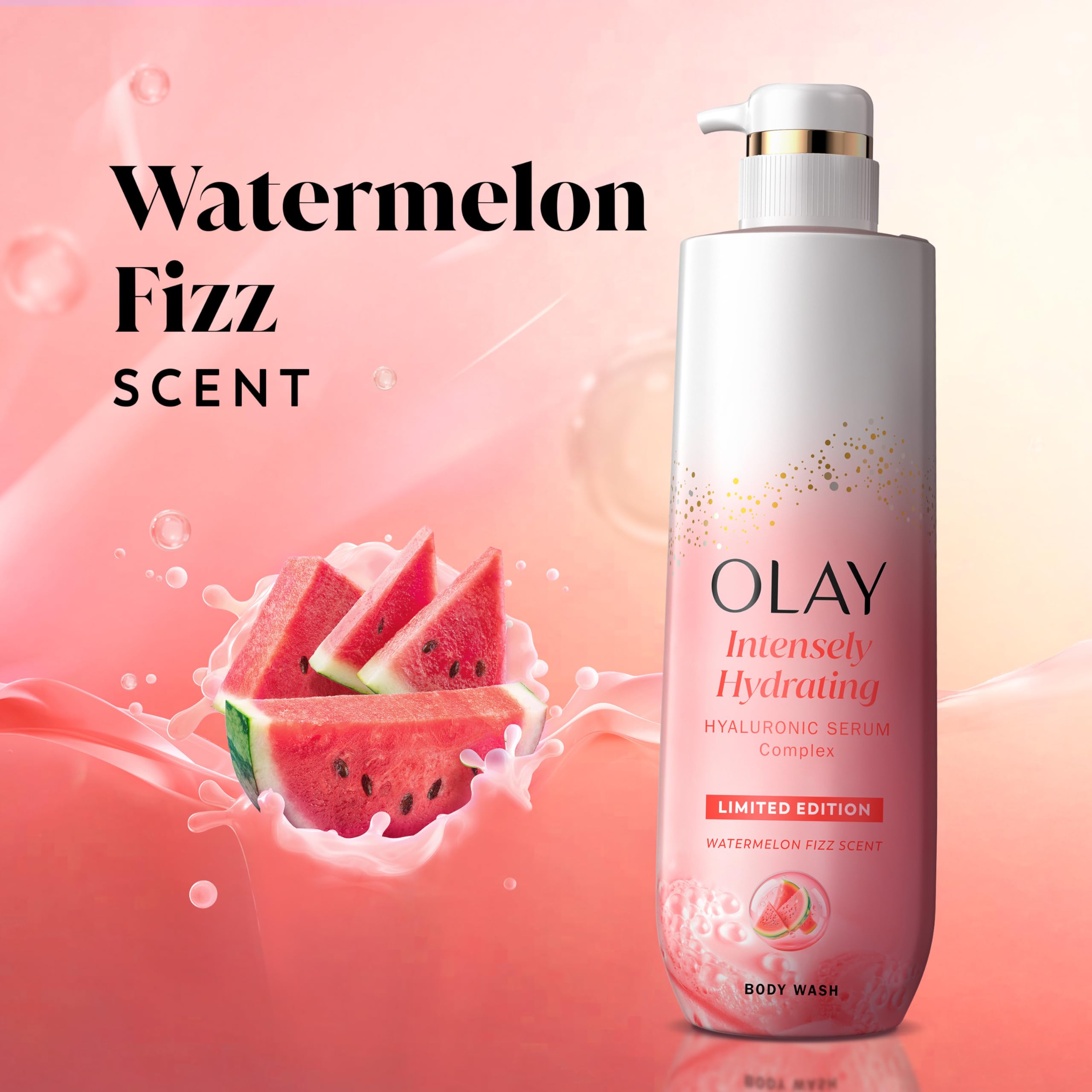 Olay Body Wash for Women, Intensely Hydrating, Pro-Hyaluronic Acid Serum Complex, Renews Moisture, Vitamin B3 Lameller Technolog