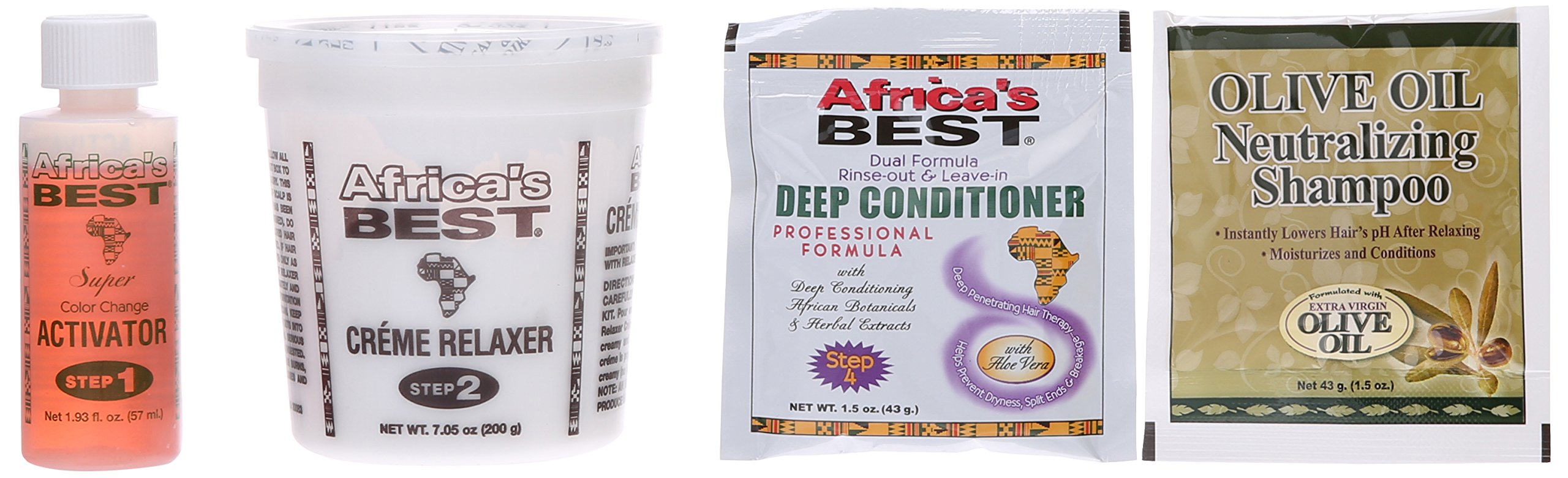 Africa's Best No-Lye Relaxer Kit, Dual conditioning, Herbal Intensive, Superior Straightening and the Very Best Nourishment, Des