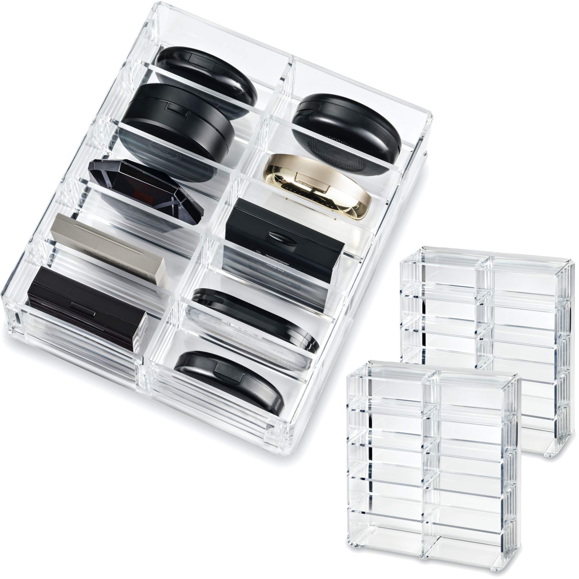 Byalegory Acrylic (Bronzer, Highlighter, Powder, Blush) Compact Organizer Designed For Larger Compacts | 10 Space Cosmetic Stora