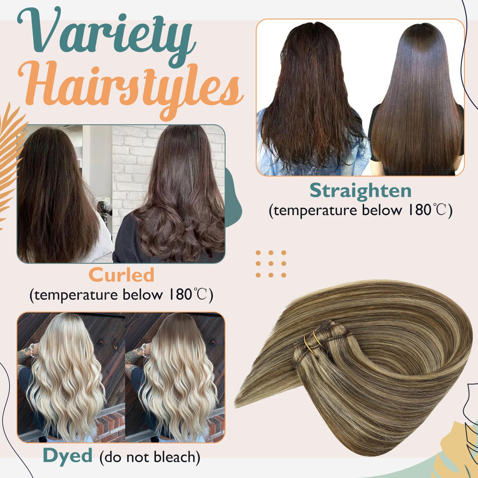 Ve Sunny Clip In Hair Extensions Human Hair Highlights Brown Clip In Hair Extensions Dark Brown With Caramel Brown Highlights Ha