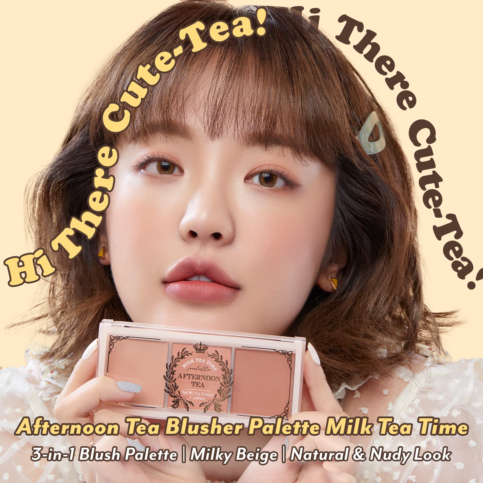 I'M Meme Palette - Afternoon Tea Blusher | Milk Tea Time, Blush For Cheek, Natural & Neutral, Buildable & Blendable, 3 Shades Pa