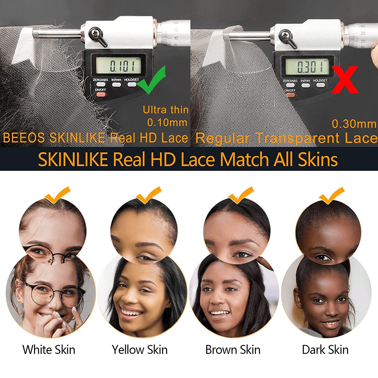 Beeos 13X4 Full Frontal Hd Lace Wig 250% Density 0.10Mm Ultra-Thin Invisible Lace Human Hair Body Wave Wig Pre Plucked Hairline