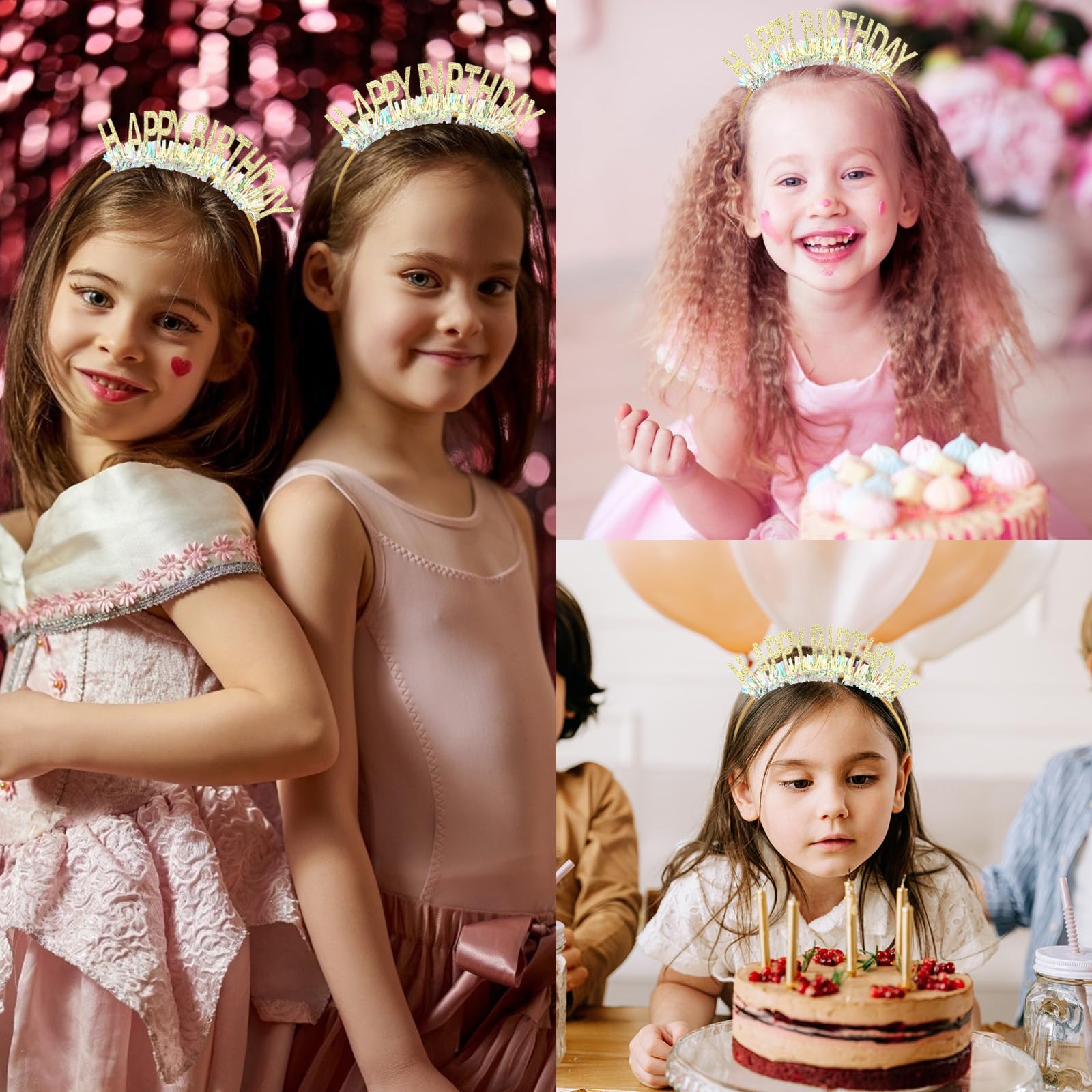 Cieher Birthday Crown Headband, Women'S And Girls' Birthday Tiara, Happy Birthday Decorations And Gifts - Gold