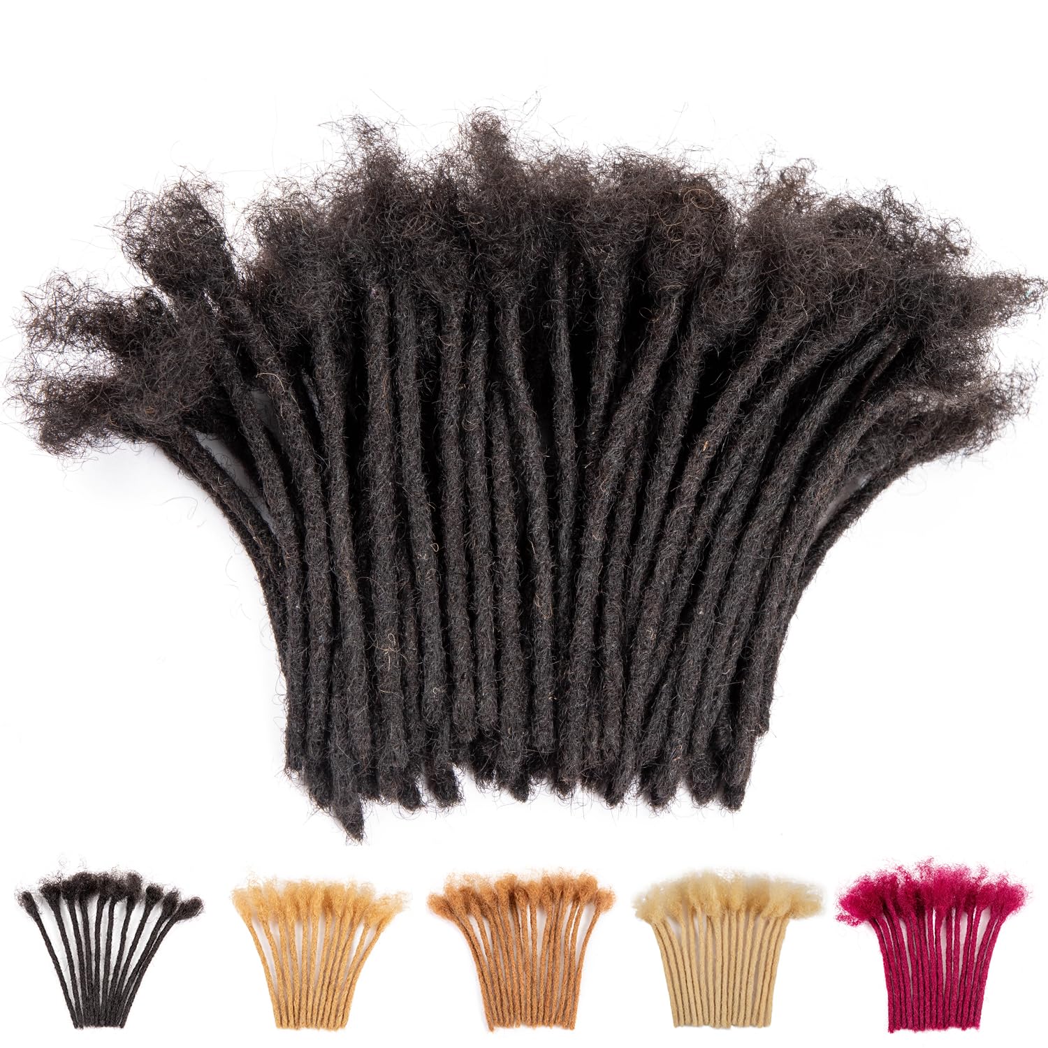 Teresa 4 Inch 0.4cm Width Loc Extension Human Hair Natural Black 20 Strands Full Hand-made Permanent Locs Extensions Can Be Dyed