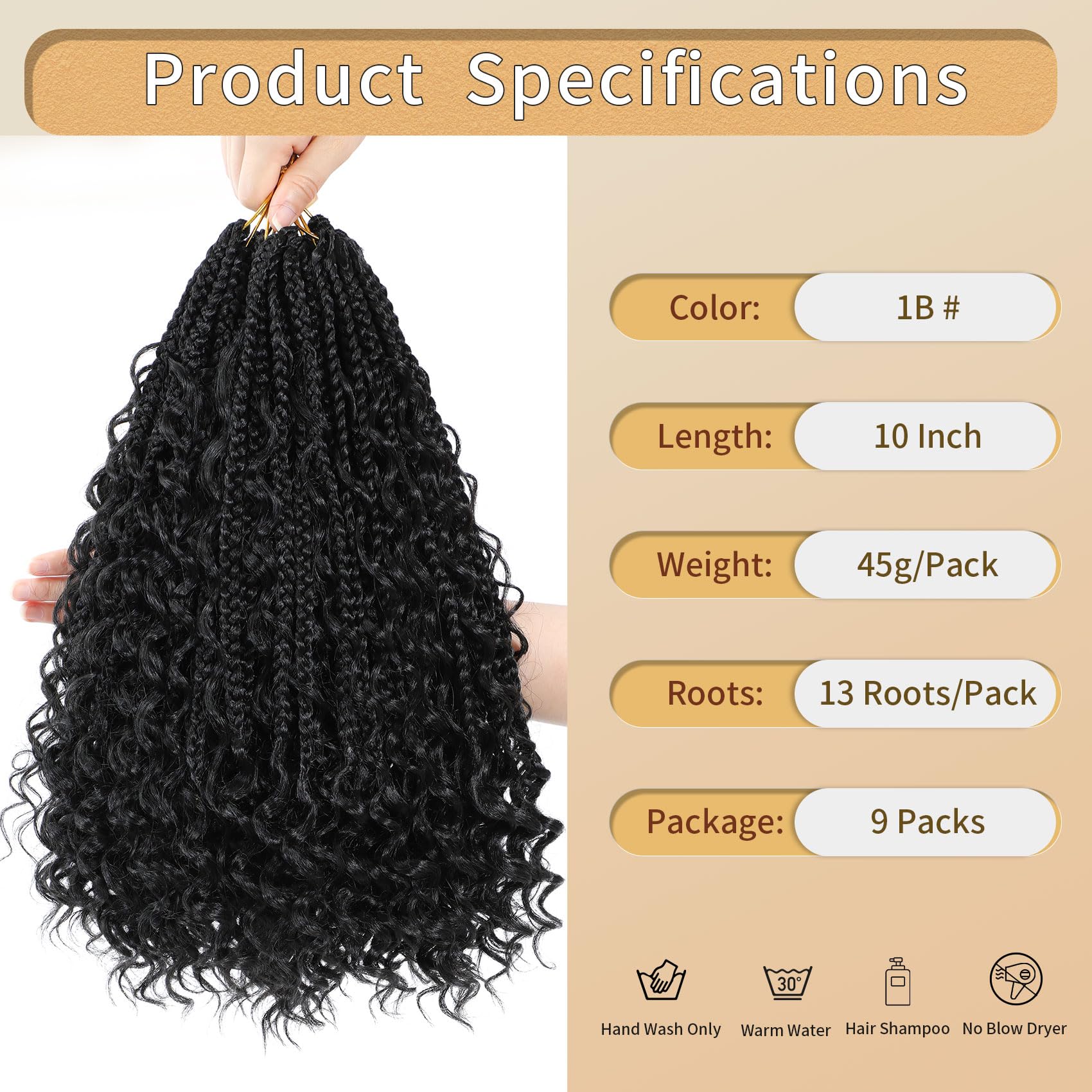 Karida 9 Packs Goddess Box Braids Crochet Hair For Black Women 10 Inch, Crochet Braids With Curly Ends, Boho Crochet Braids Godd