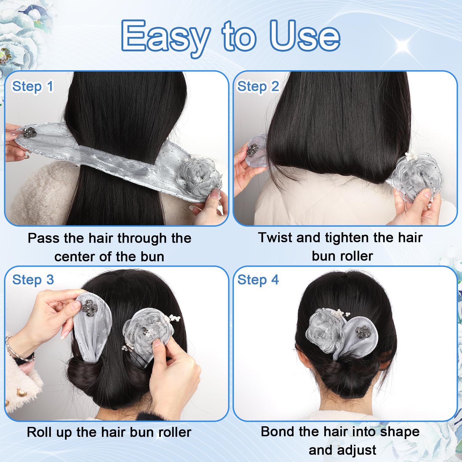 2pcs Ball Hair Clips, Flower Hair Bun Roller French Twist Hair Bun Maker Elegant Lazy Hair Curler Deft Bun Hairstyle Tool Hair B