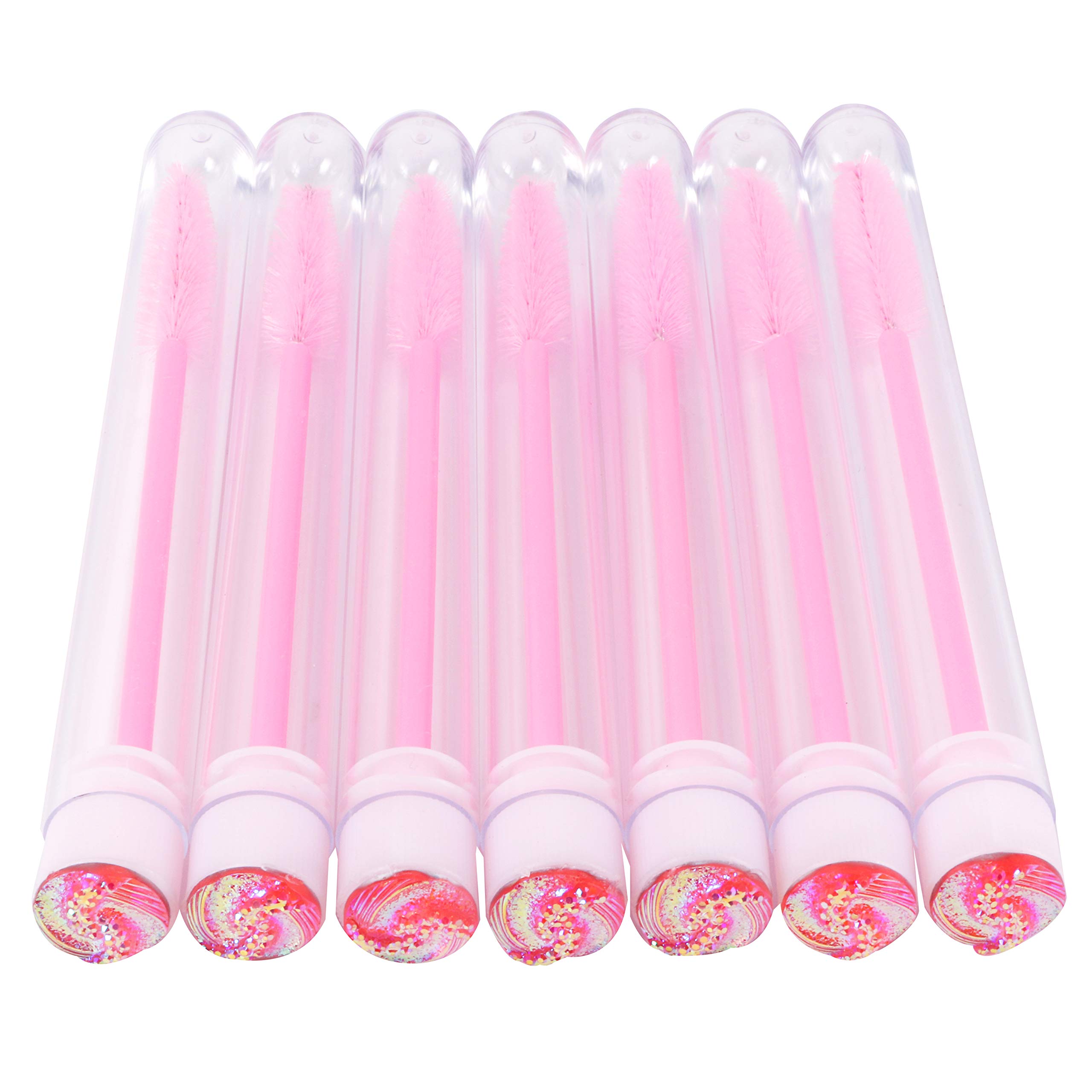 60 Pcs Pink Lash Disposable Mascara Brushes Diamond Eyelash Spoolies Makeup Brush Mascara Wand In Sanitary Tube Lash Supplies