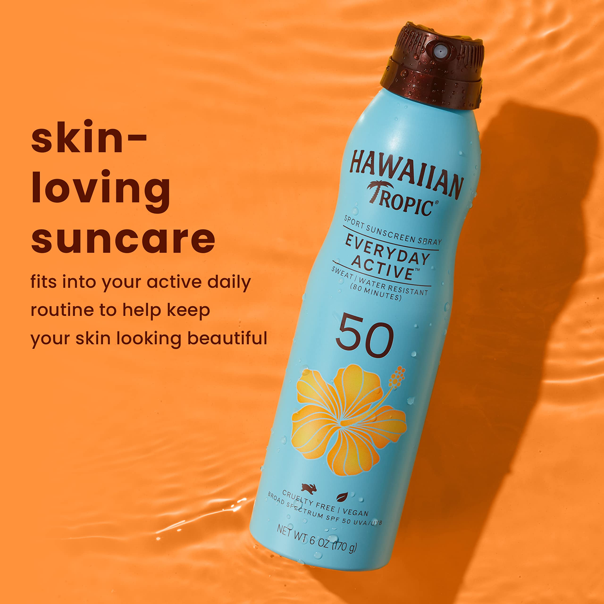 Hawaiian Tropic Everyday Active Clear Spray Sunscreen Spf 50, 6Oz  Hawaiian Tropic Sunscreen Spf 50, Sunblock, Oxybenzone Free S