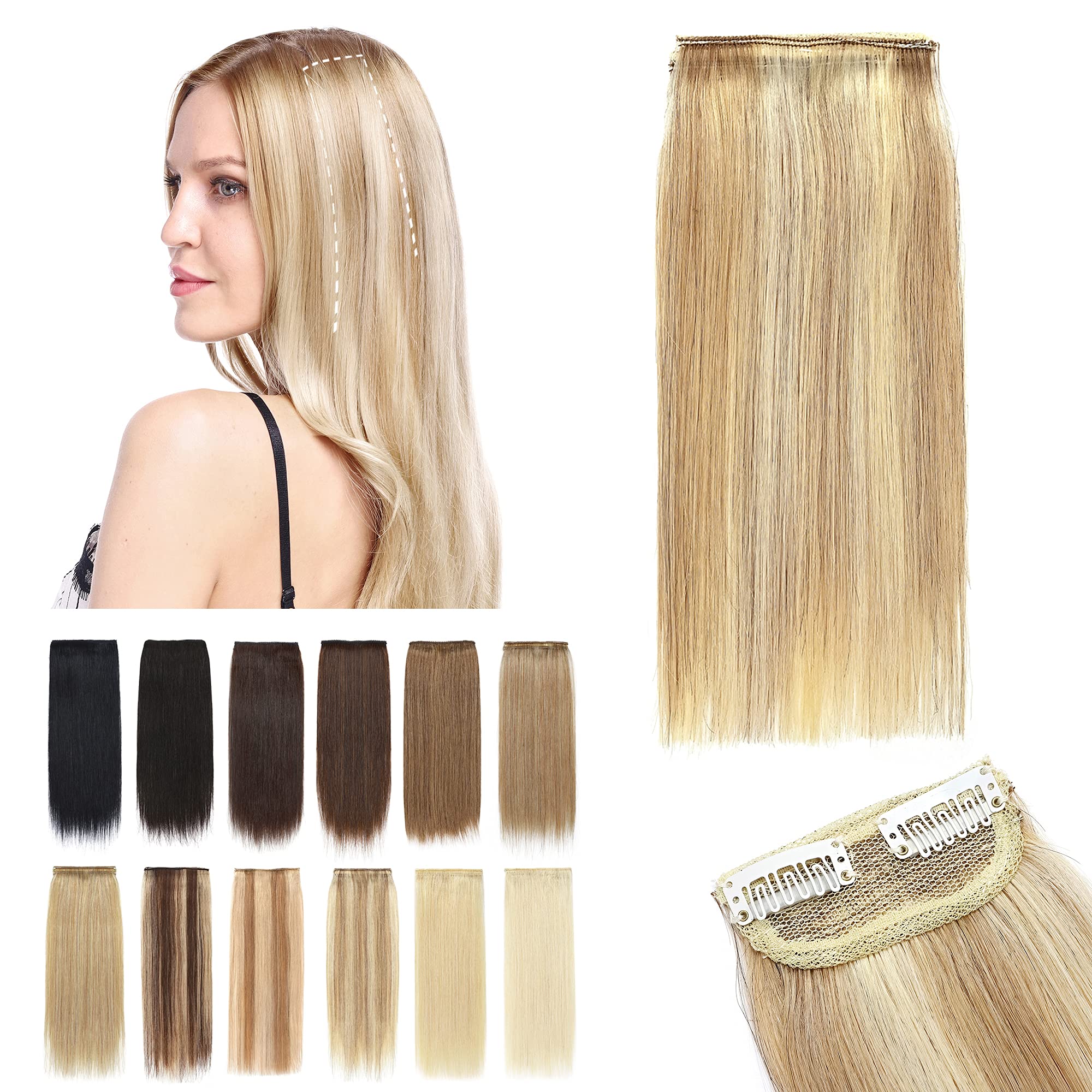 SEGO 2 Pcs Short Hair Extensions Clip in Human Hair 6 Inch 20g Hairpiece Human Hair Toppers for Women With Thinning Hair Adding 