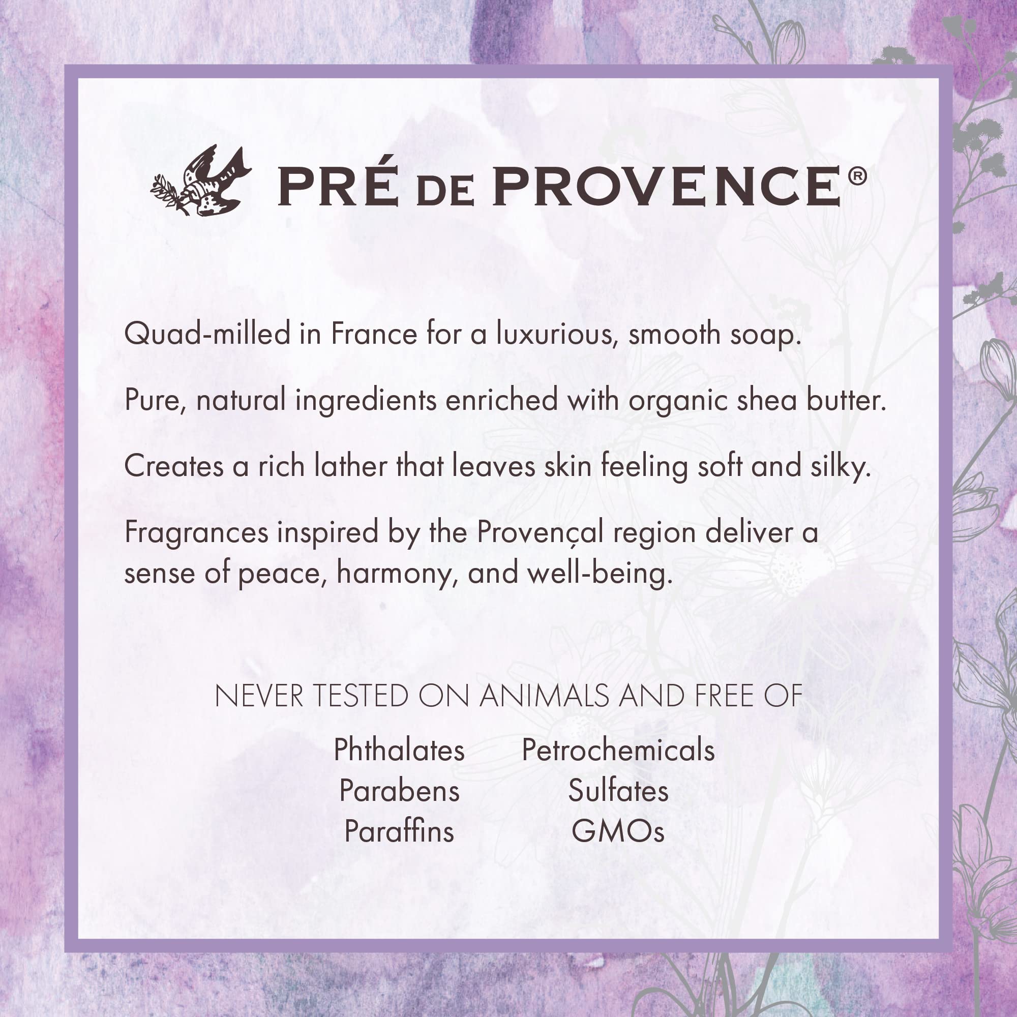 Pre de Provence Artisanal Soap Bar, Enriched with Organic Shea Butter, Natural French Skincare, Quad Milled for Rich Smooth Lath
