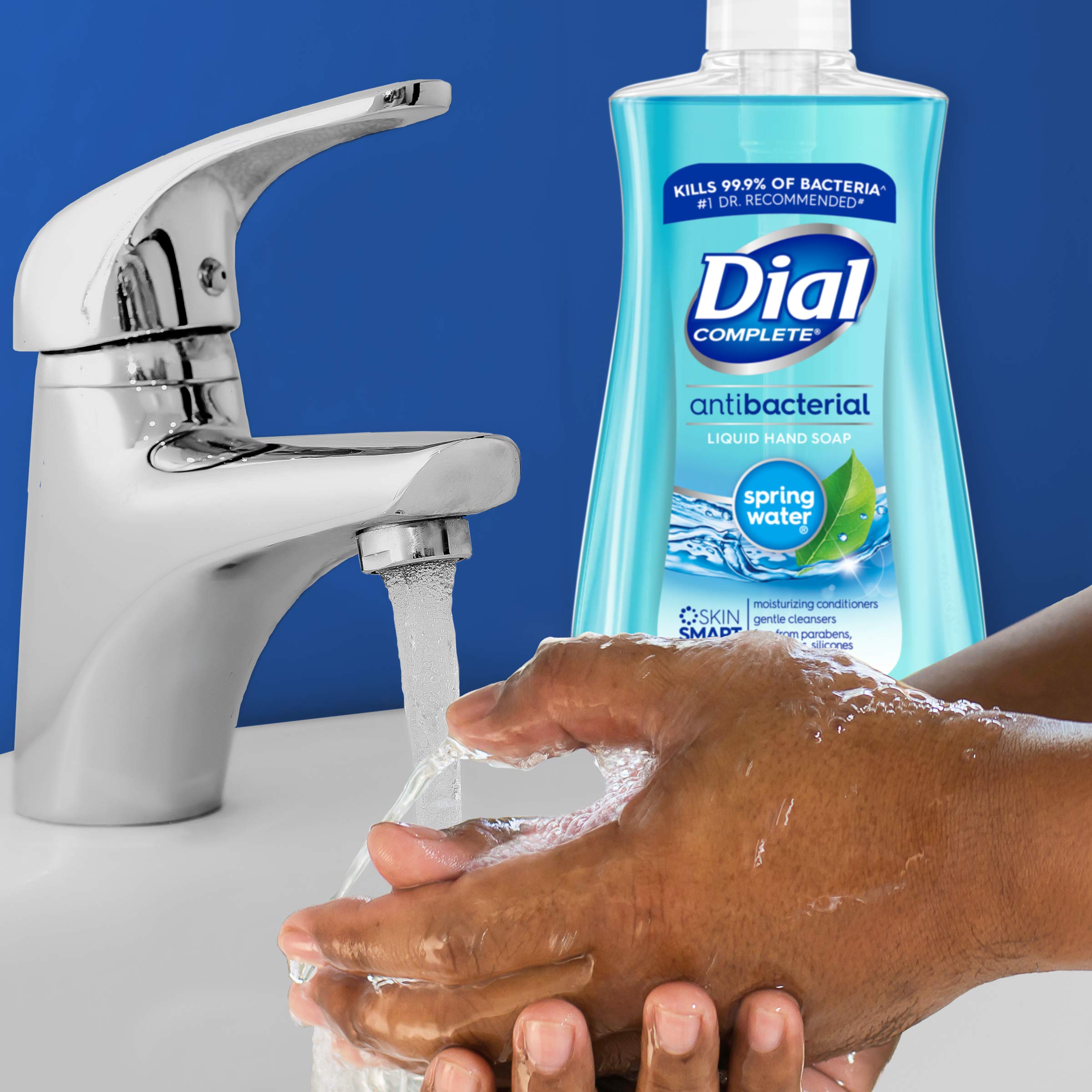 Dial Antibacterial Liquid Hand Soap Spring Water 7.5Oz, Blue, 12 Count