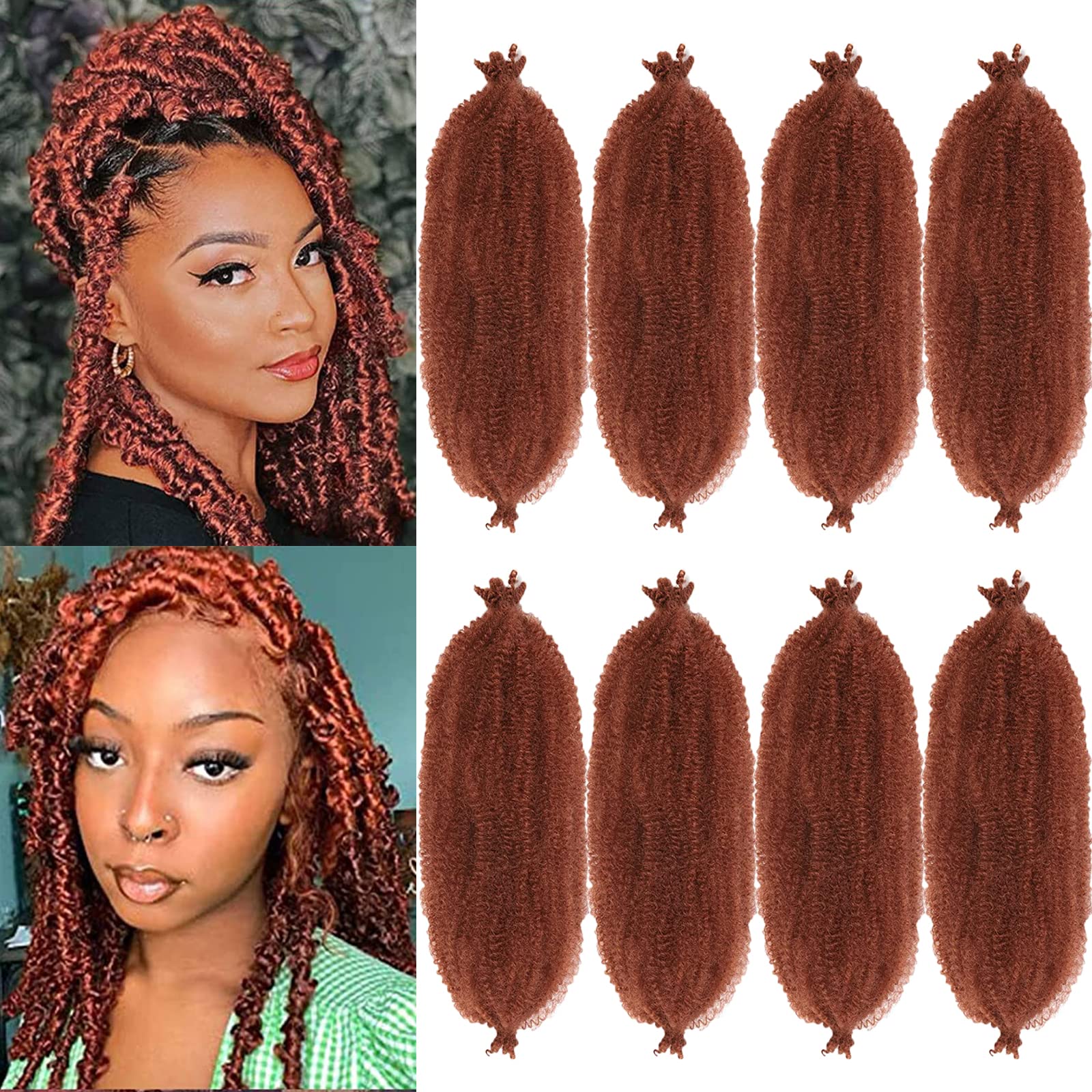 Kossys 8 Packs Springy Afro Twist Hair 16 INCH Pre-fluffed Naturaly Twist for Protective Styling Marley Crochet Twist Braiding H