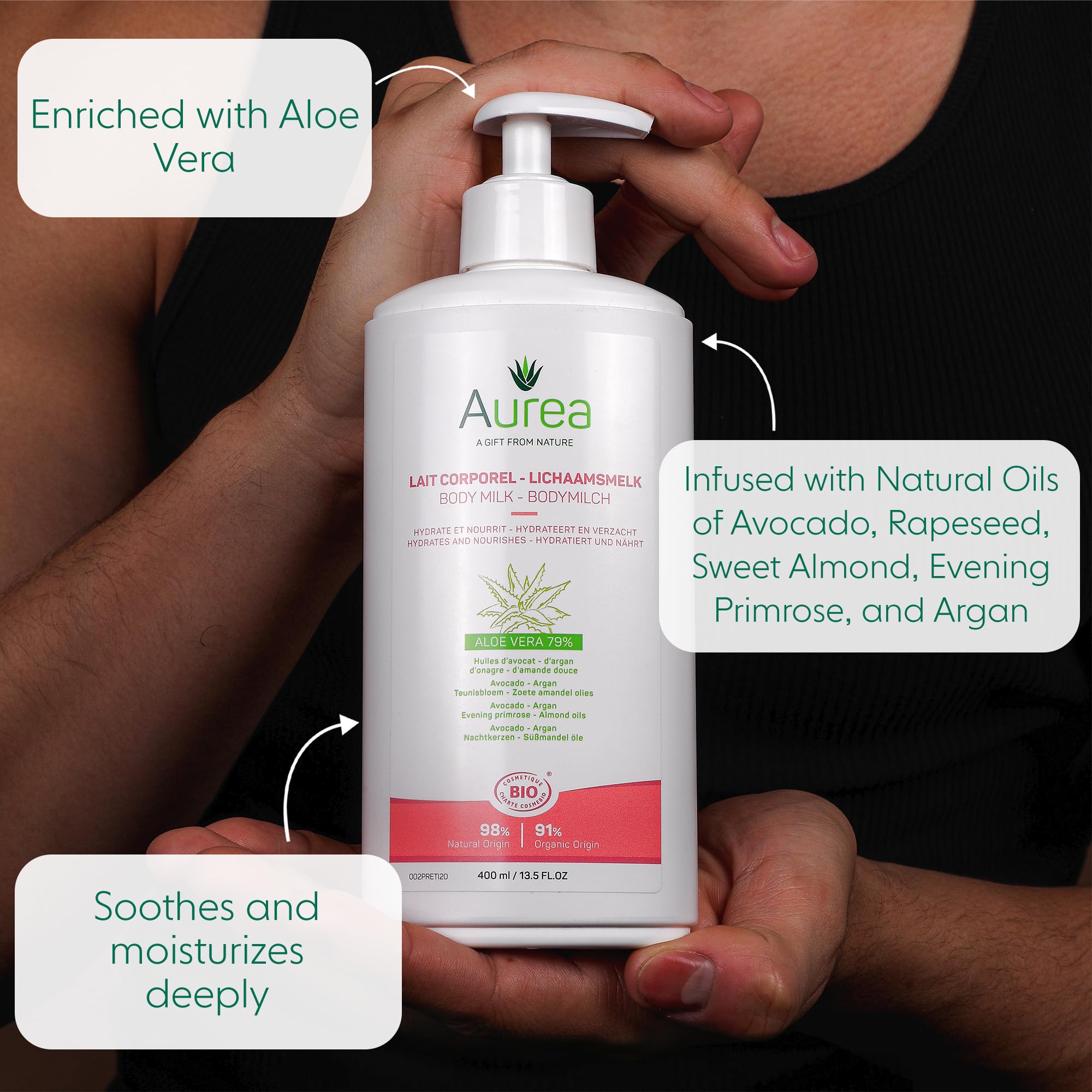 Aurea 24H Face Cream - Facial Lotion With Aloe Vera - Improves The Skin's Texture - Moisturizes And Restores Your Skin - Natural