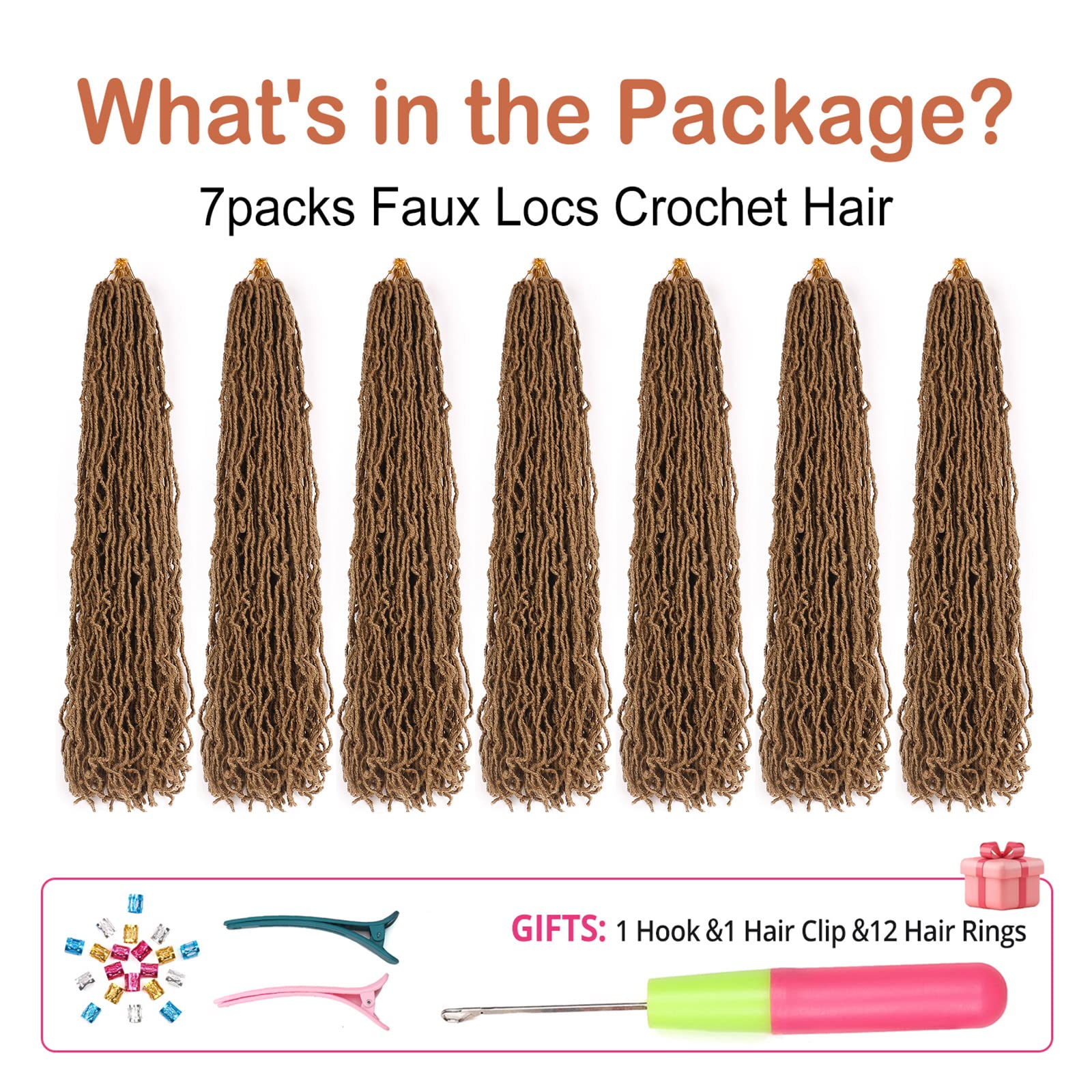 Blonde Soft Locs Crochet Hair 20 Inch 7 Packs Faux Locs Crochet Hair Goddess Locs Hair Extensions