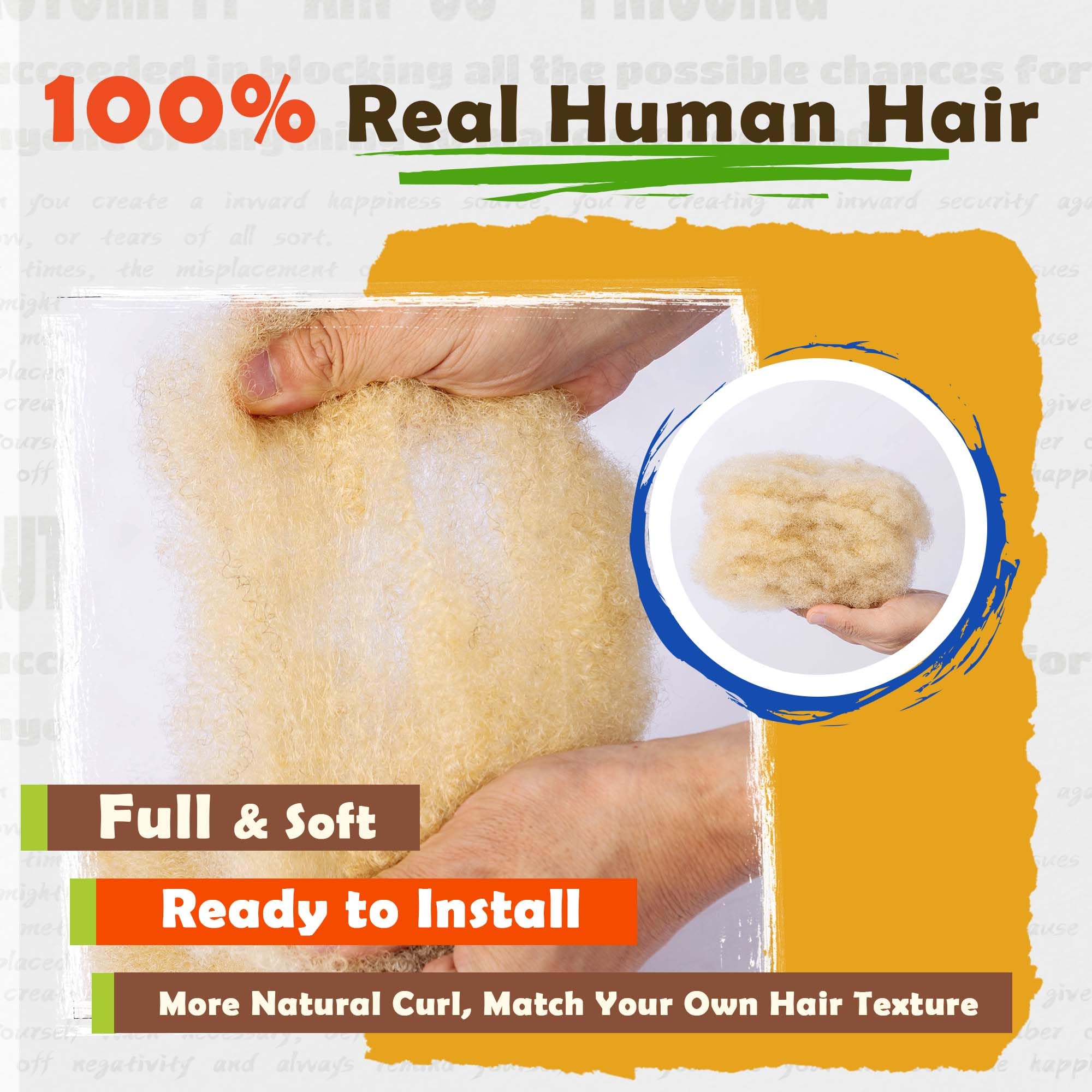 Maytsing Afro Kinkys Bulk Human Hair 613 Blonde 1oz/ 30 grams - Afro Kinky-Curly Human Hair Bulk for Twist, Dreadlock Extensions