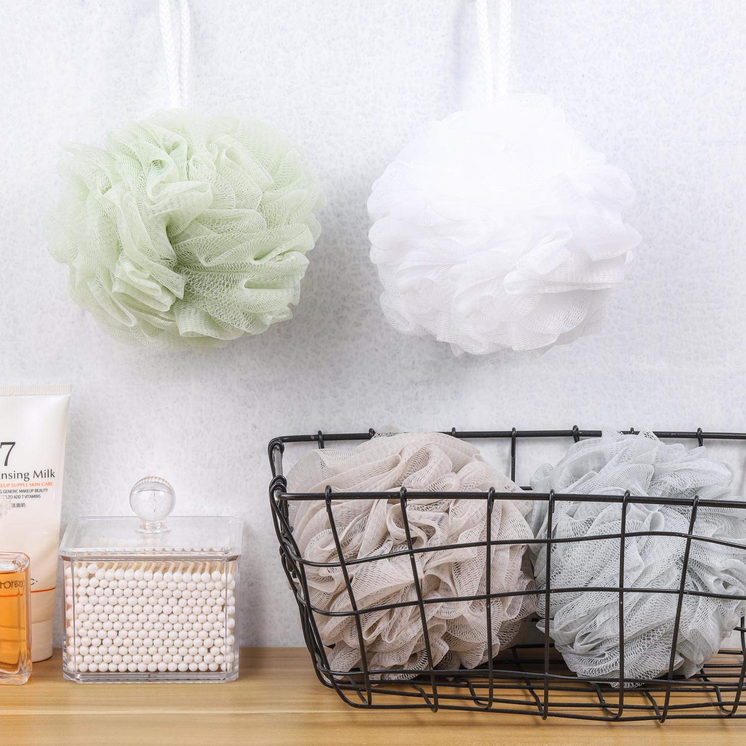 Btyms Bath Sponge Shower Loofahs 60G Mesh Pouf Bath Scrunchies Body Wash Puff Shower Puff - Pack Of 4