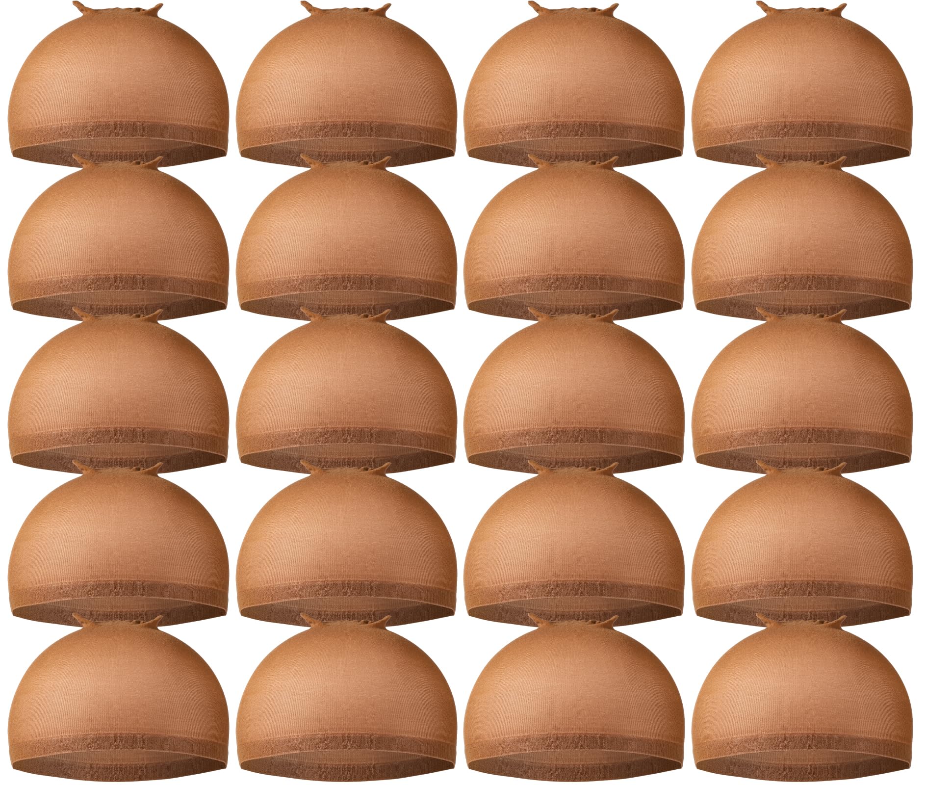 Teenitor Wig Cap, 20 Pack Brown Stocking Cap Stretchy Nylon Wig Caps, Skin Tone Stocking Cap Wig Caps Application For Women Men-