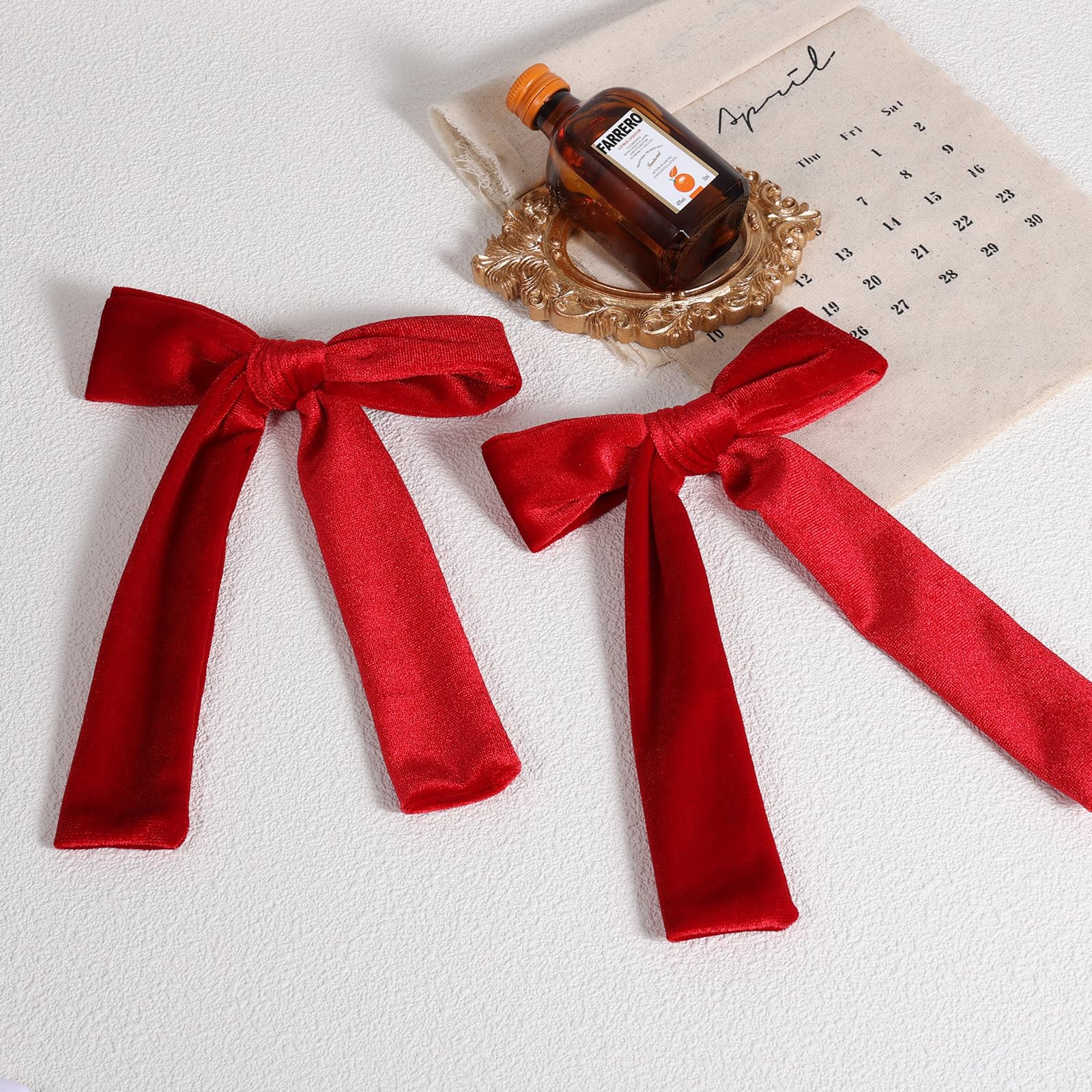 Velvet Velvet Long Tail Hair Bows For Women Girls 5'' Big Red Velvet Ribbon Ponytail Bow Alligator Clips Hairpins Hair Barrettes