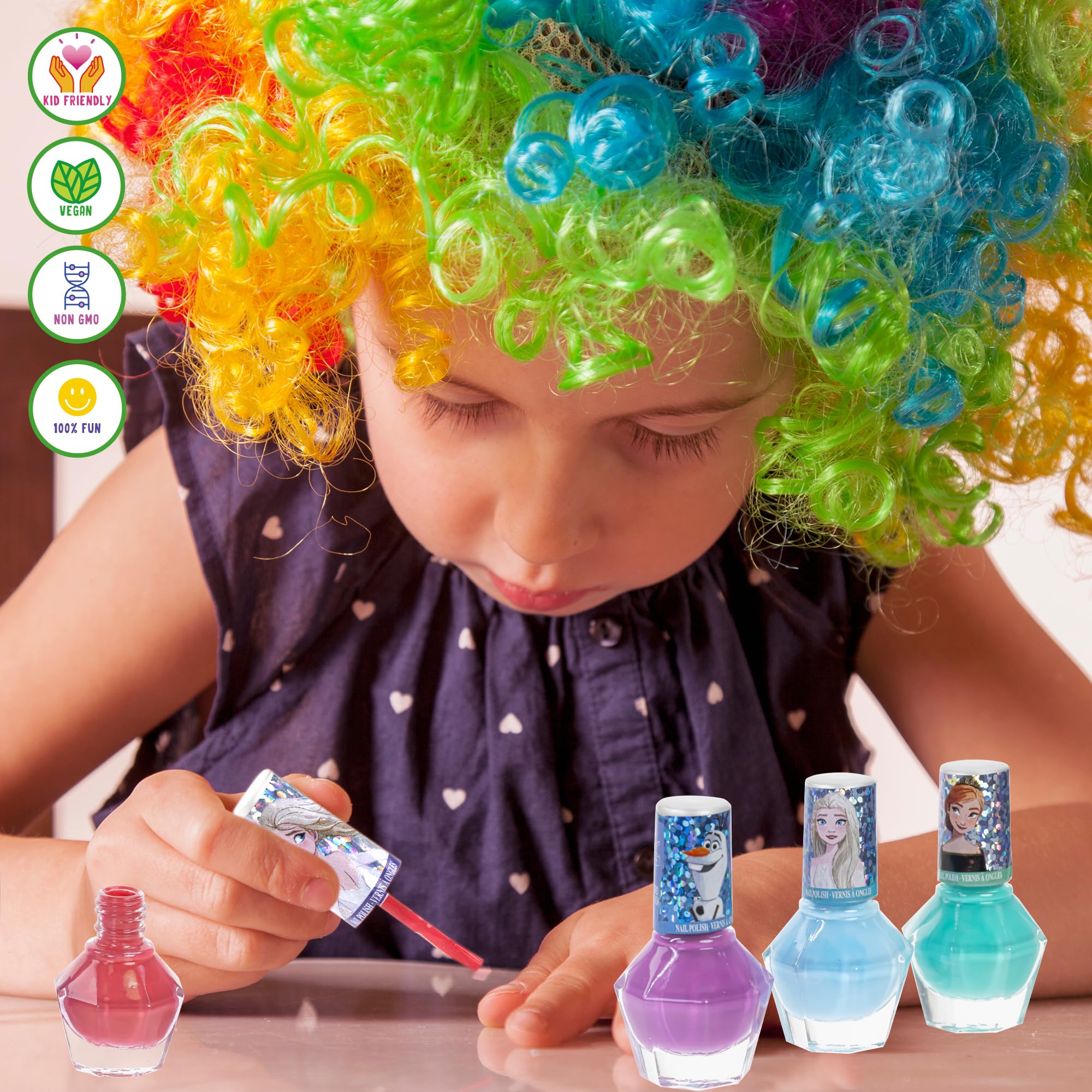 Townley Girl Disney Frozen Elsa And Anna Non-Toxic Peel-Off Water-Based Safe Quick Dry Nail Polish Gift Kit Set For Kids Girls W
