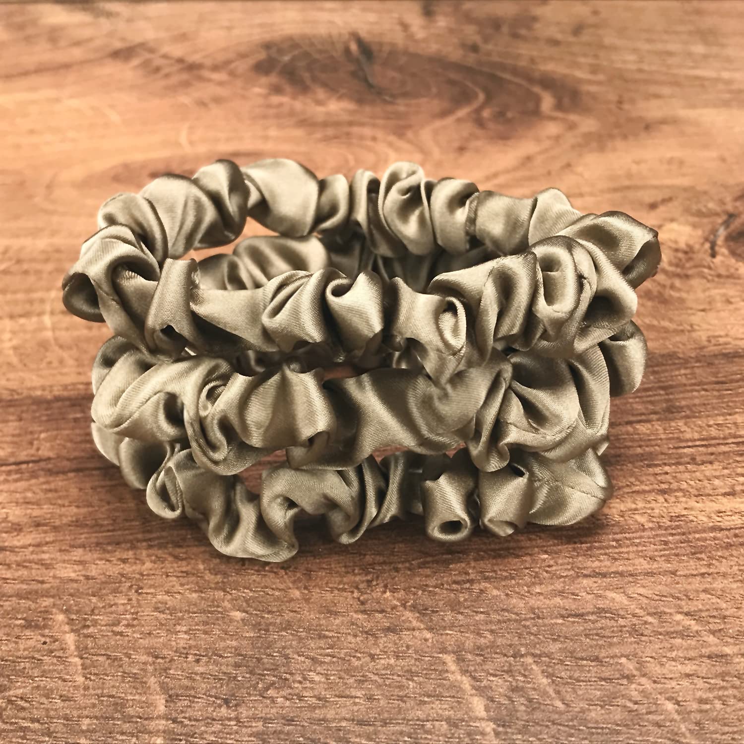 Celestial Silk Mulberry Silk Scrunchies For Hair (Small, Dark Taupe)