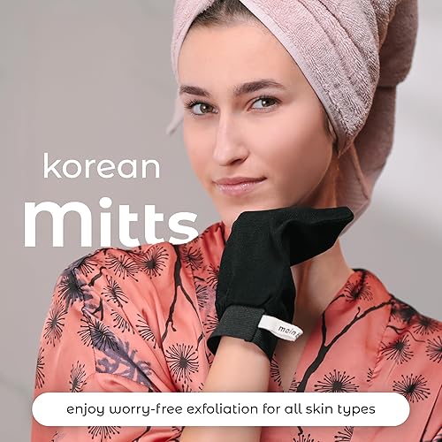 Mainbasics Korean Exfoliating Mitt - Dead Skin Remover For Body - Tan Remover Mitt & Shower Scrub - Deep Exfoliator Exfoliating