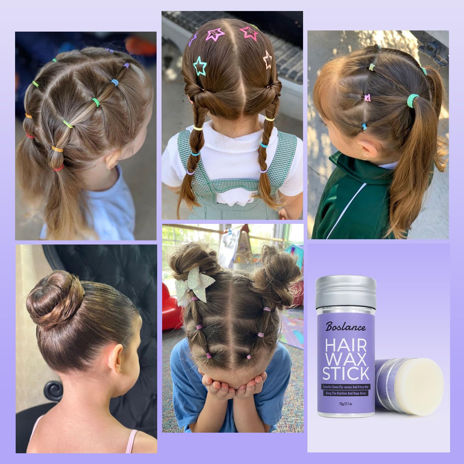 Boslance Hair Wax Stick With Lace Melting Elastic Band For Lace Frontal, Slick Non-Greasy Wig Wax 2.7 Oz (2 Hd Wig Caps)