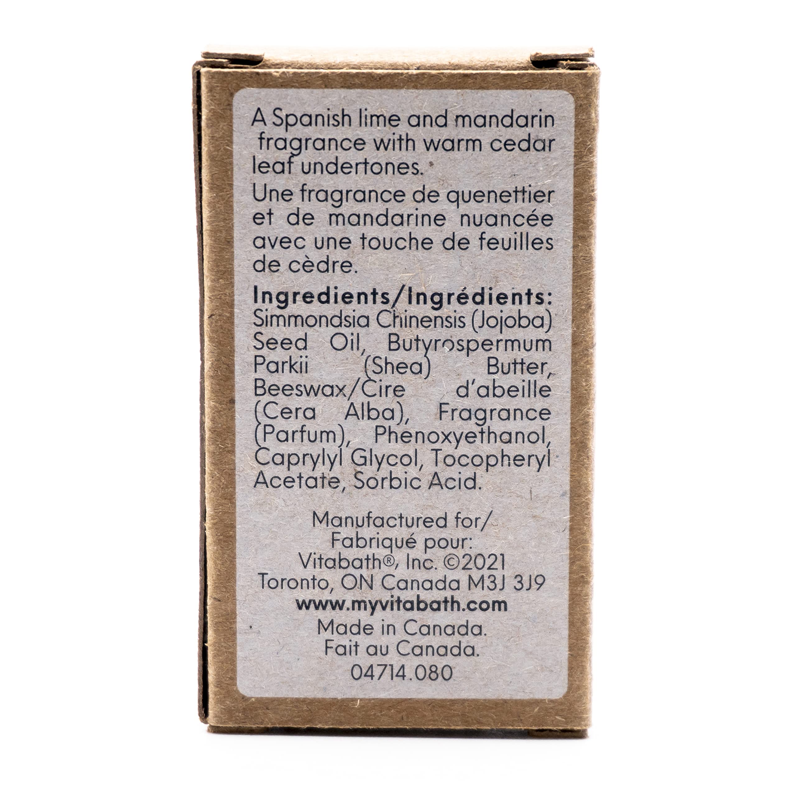 Vitabath Men's Lime & Cedarleaf Solid Cologne Refreshing Spicy Lime, Juicy Mandarin & Earthy Cedar Leaf All Over Lasting Fragran