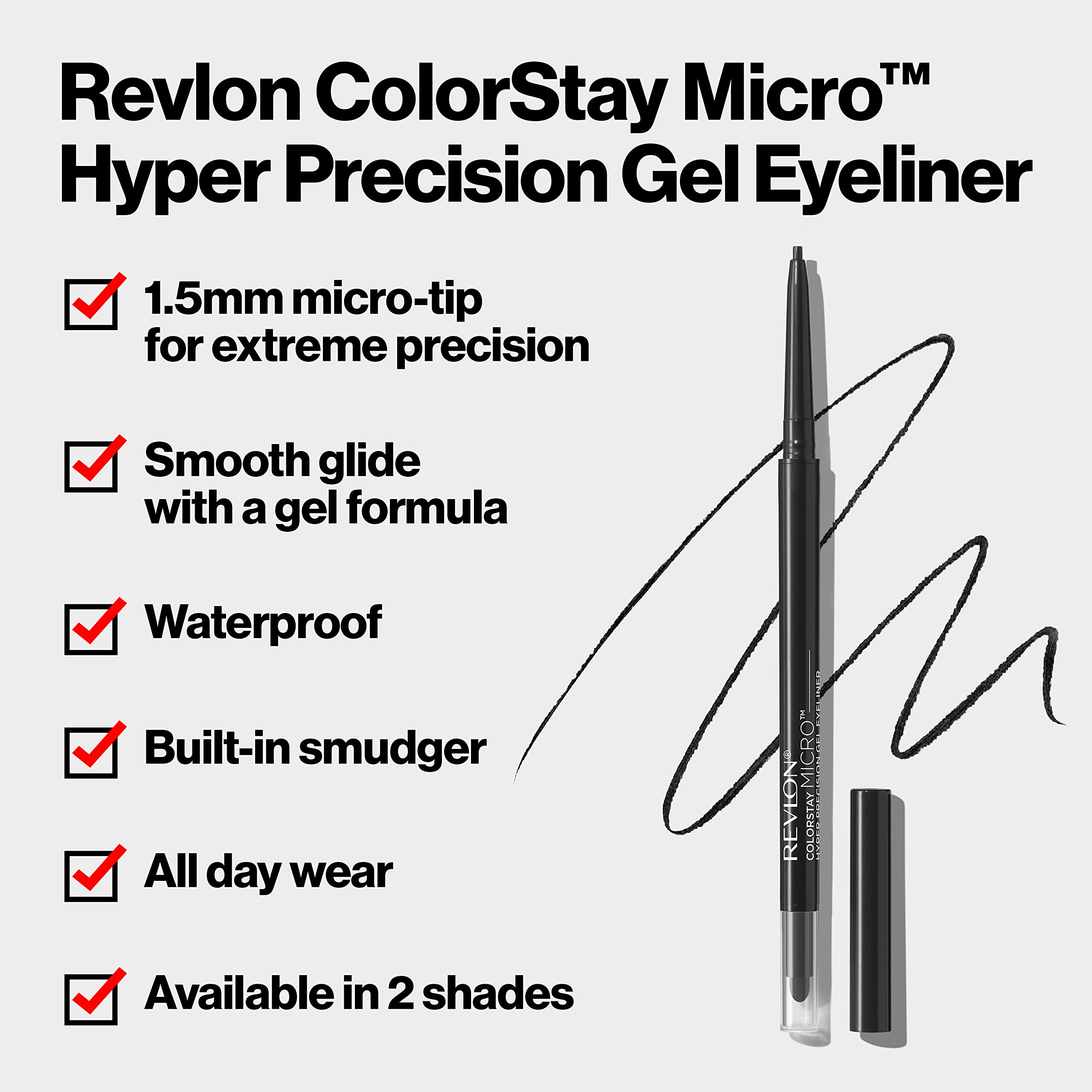 Revlon Gel Eyeliner, Colorstay Micro Hyper Precision Eye Makeup With Built-In Smudger, Waterproof, Longwearing With Micro Precis