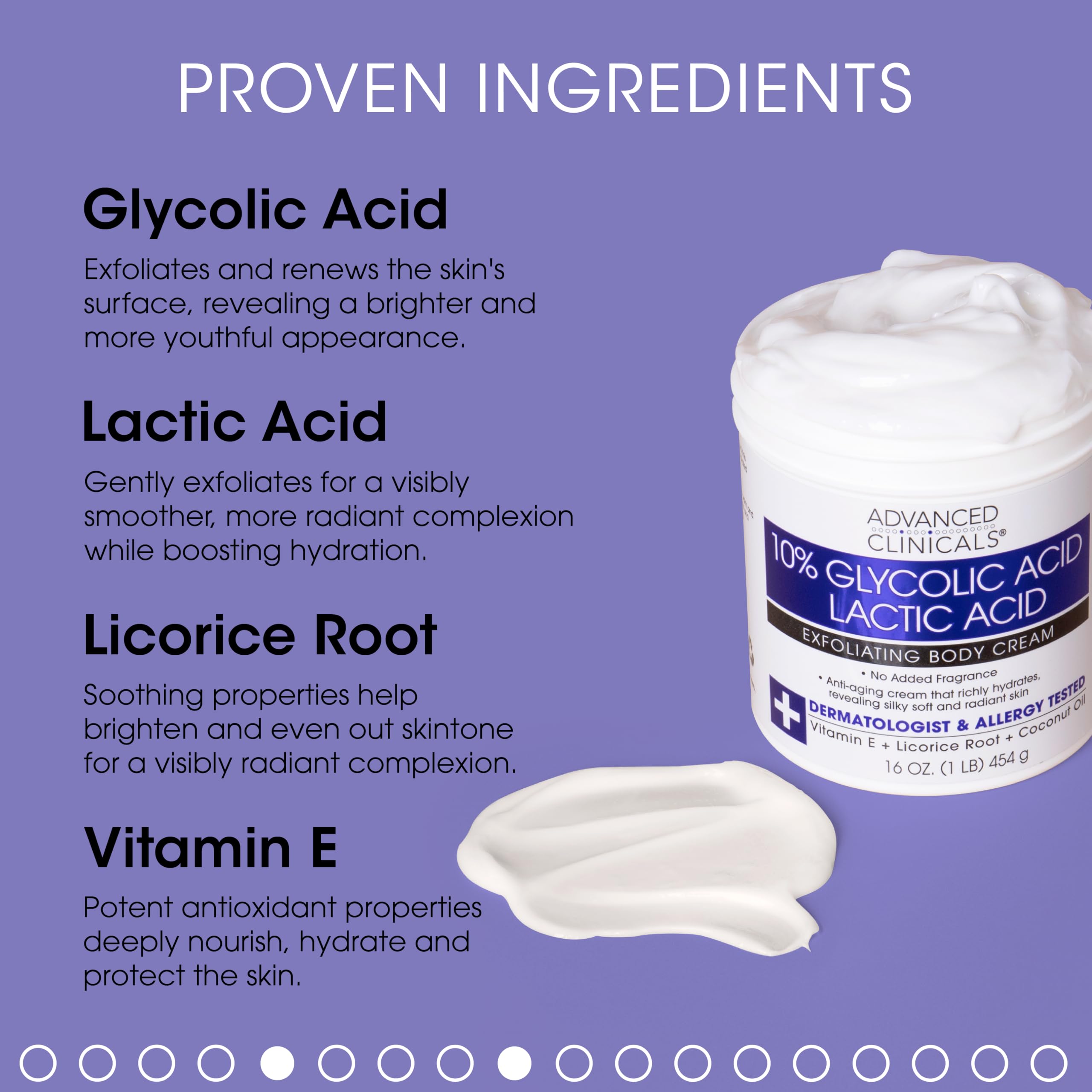 Advanced Clinicals 10% Glycolic Acid + Lactic Acid Body Lotion Skin Care Moisturizer | AHA Exfoliating KP Bump Eraser Body Cream