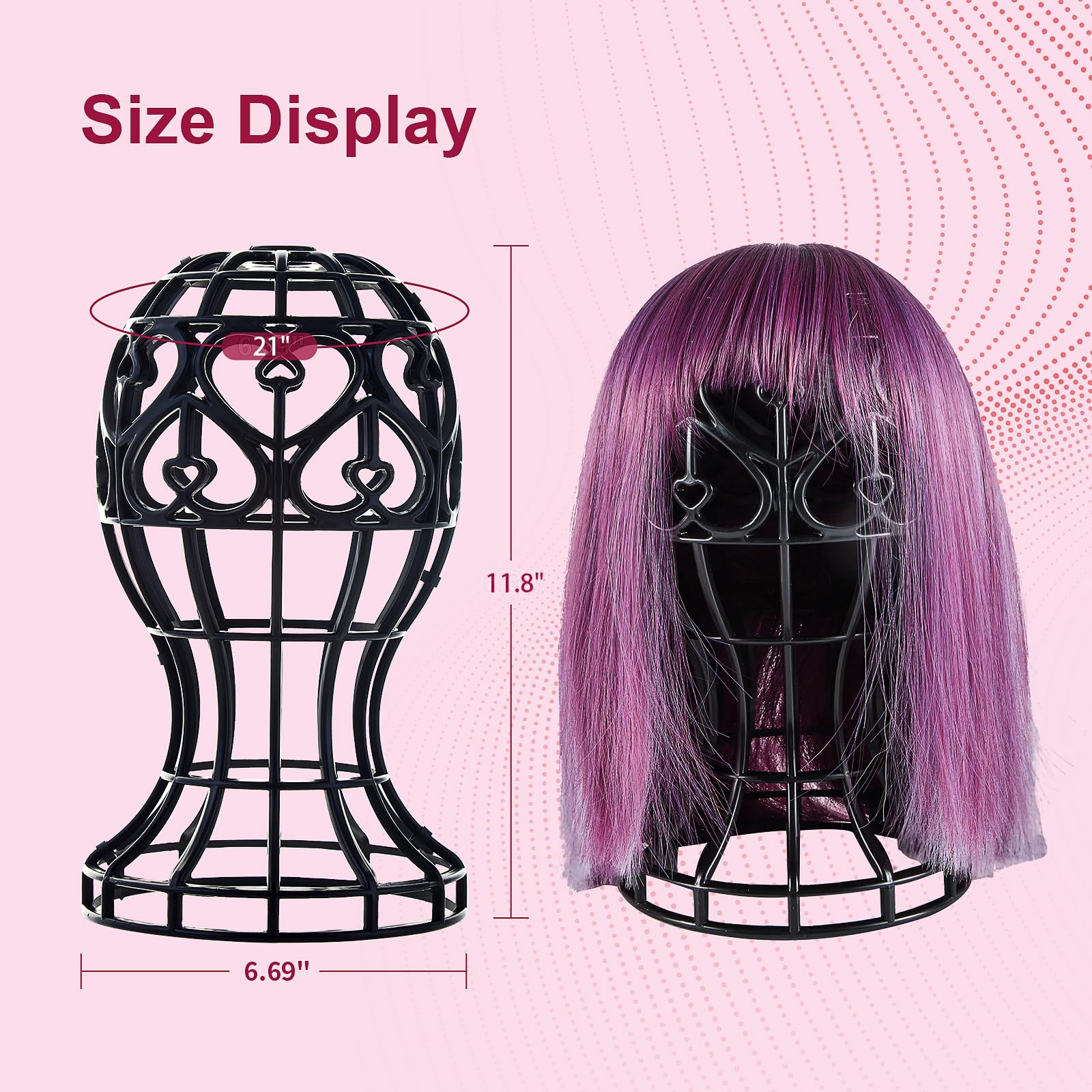 MoyRetty 2 Pack Wig Stand, Plastic Head-Shaped Cutout Design, Human Hair Pre Plucked wig stand for Long Short Hair, Suitable for