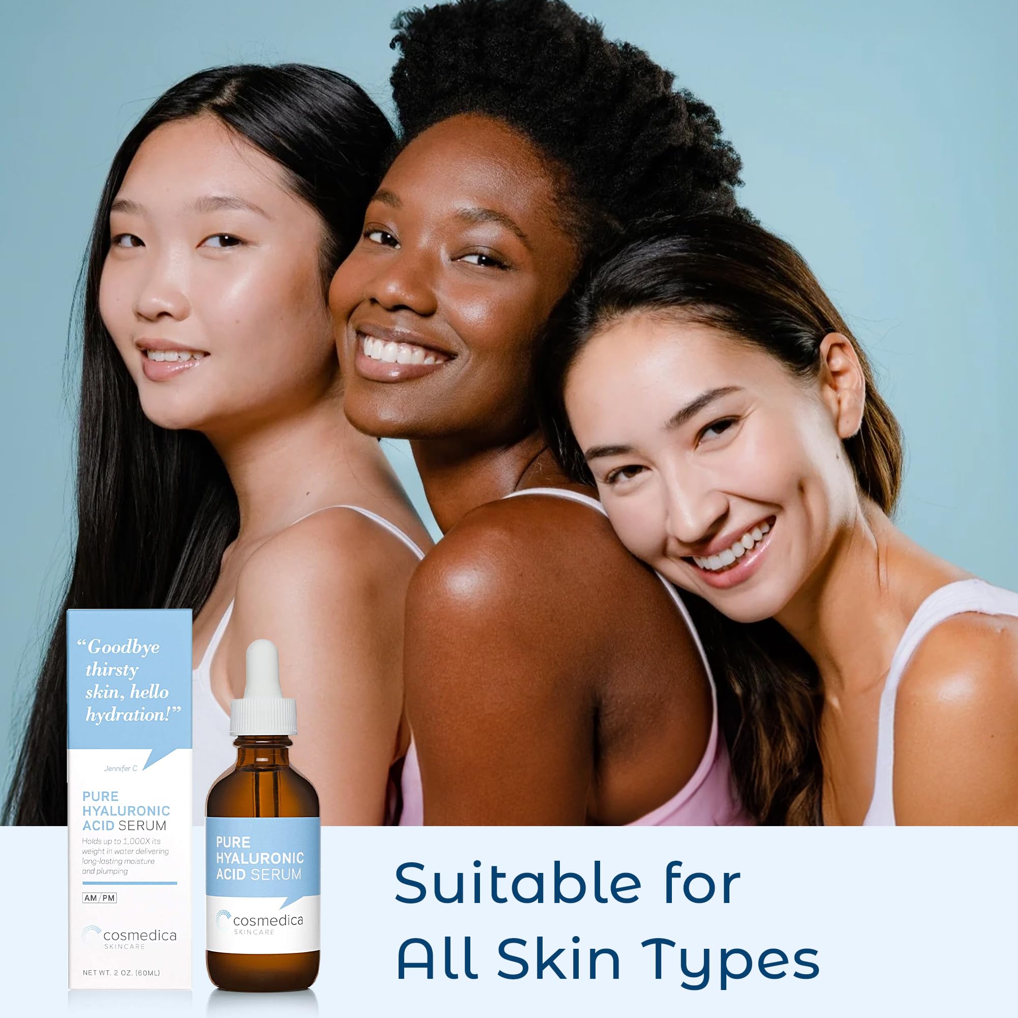 Hyaluronic Acid Serum For Skin 100% Pure Anti Aging Serum Intense Hydration Moisture Non Greasy Paraben Free, Wrinkle Reducing A
