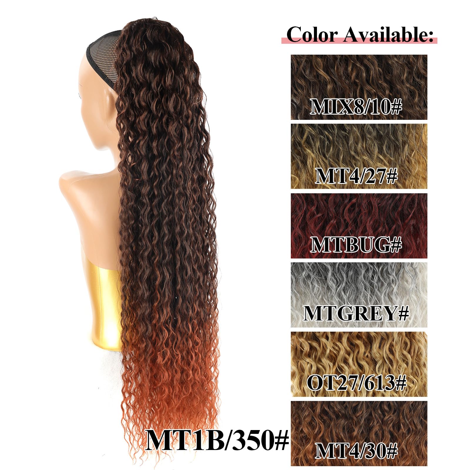 Long Curly Drawstring Ponytail Extension 30Inch Corn Wave Clip In Ponytail Extensions For Black Women Drawstring Ponytail Extens