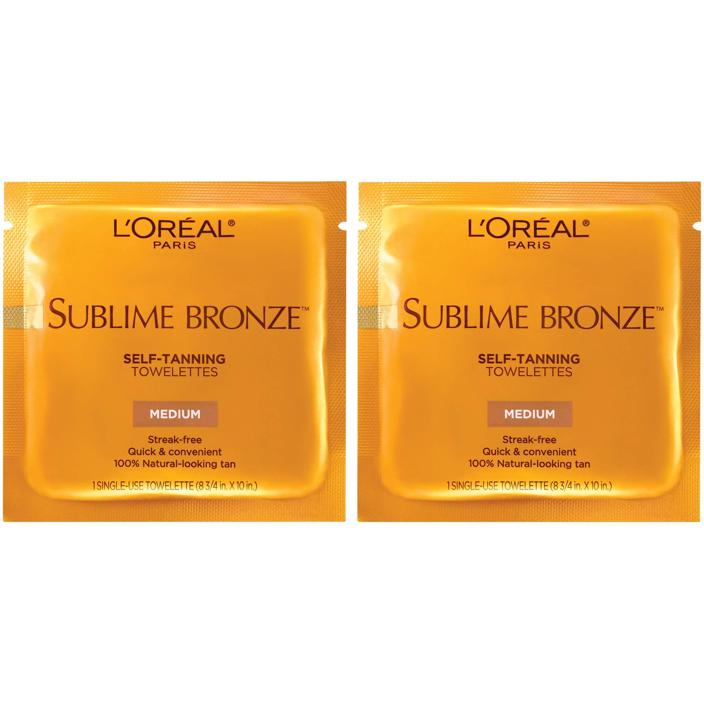 Loral Paris Sublime Bronze Self Tanning Towelettes, Streak-Free, Natural Looking Tan, 6 Ct (Pack Of 2)