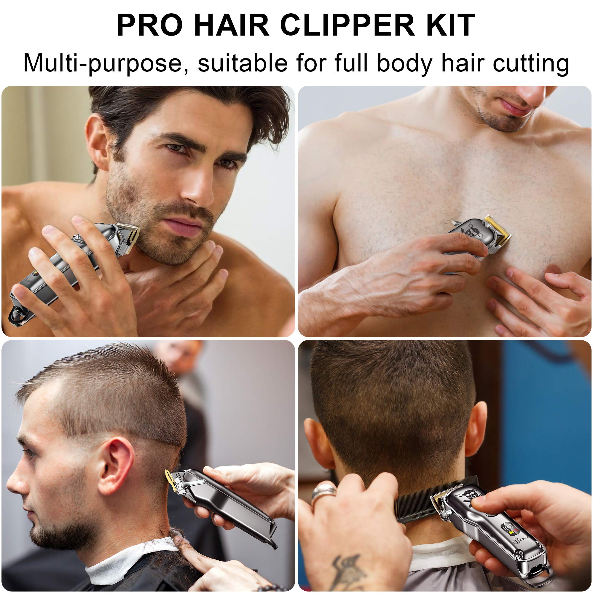 Hatteker Hair Cutting Kit Pro Hair Clippers For Men Professional Barber Clippers Ipx7 Waterproof Cordless Beard / Hair Trimmer