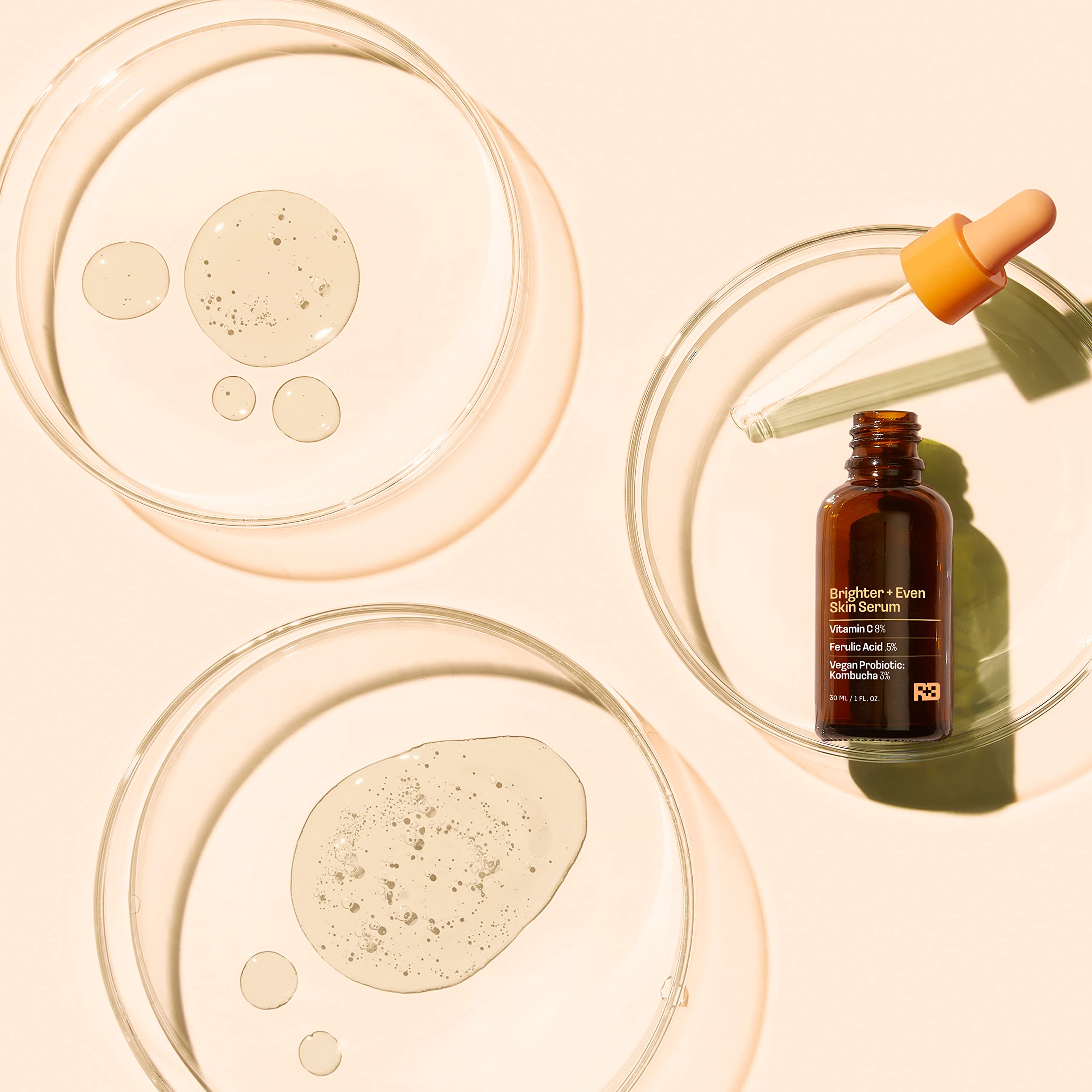 Real Basic Skin Serum for Brighter and Even Skin with Vitamin C, Ferulic Acid & Vegan Probiotic Kombucha 1 oz. - Vitamin C Serum
