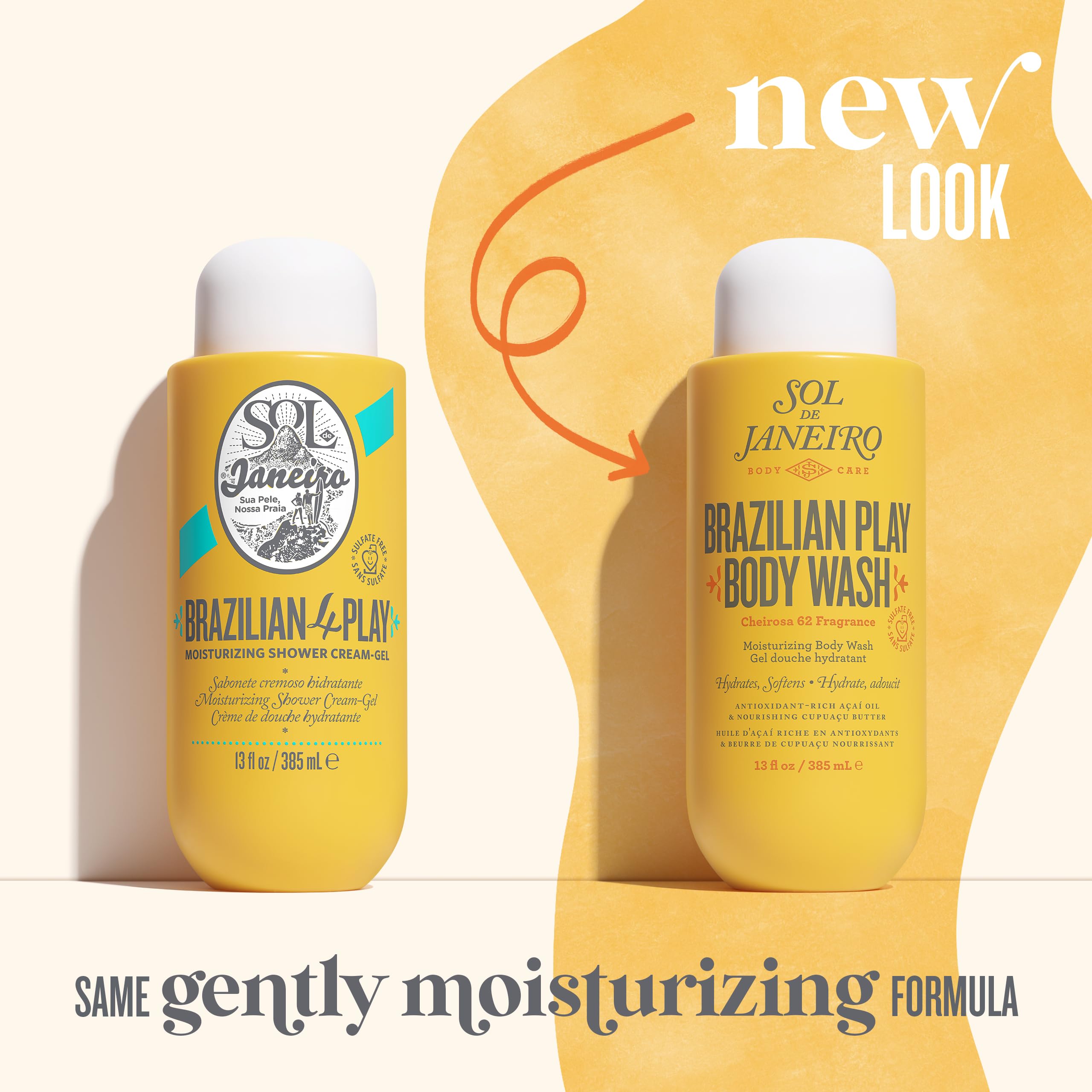 Brazilian 4 Play Moisturizing Shower Cream-Gel By Sol De Janeiro, 3 Oz Shower Gel