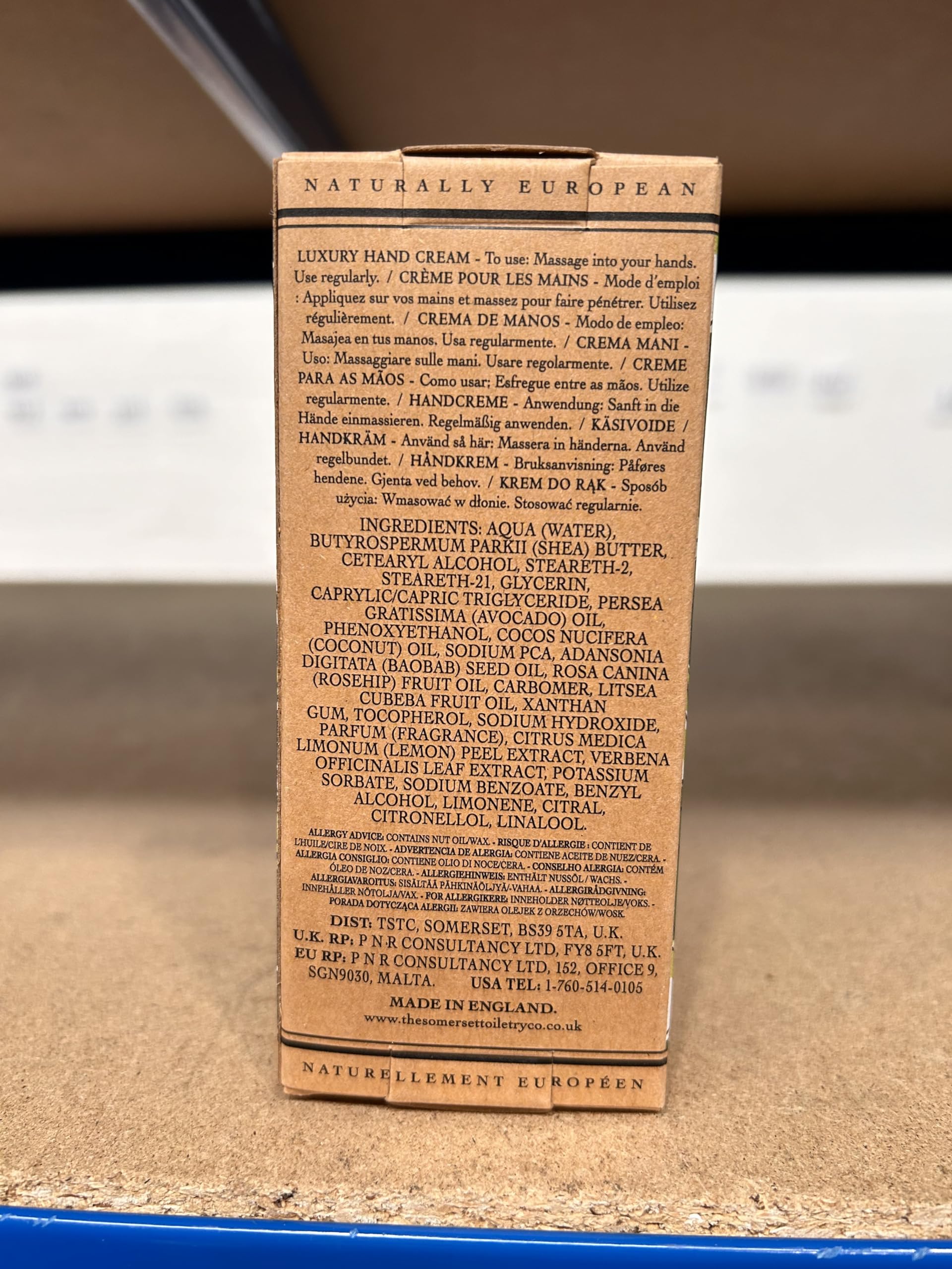 Naturally European VERBENA Luxury Hand Cream Boxed 20% Shea Butter 75ml