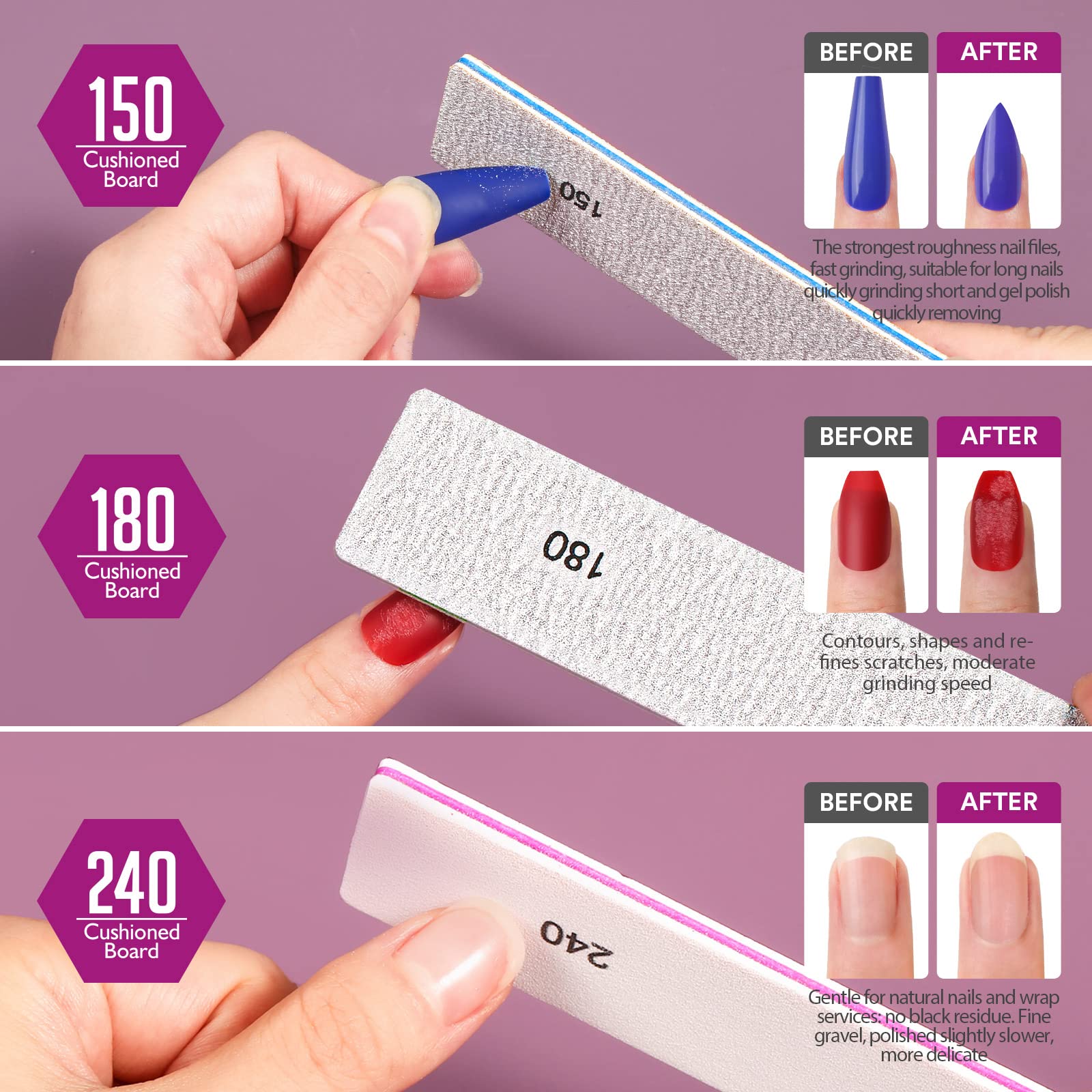 Nail Files and Buffer, Teenitor Professional Manicure Tools Kit, Nail Buffer Block, Nail Polishing Buffer, Nail Care File Buffer