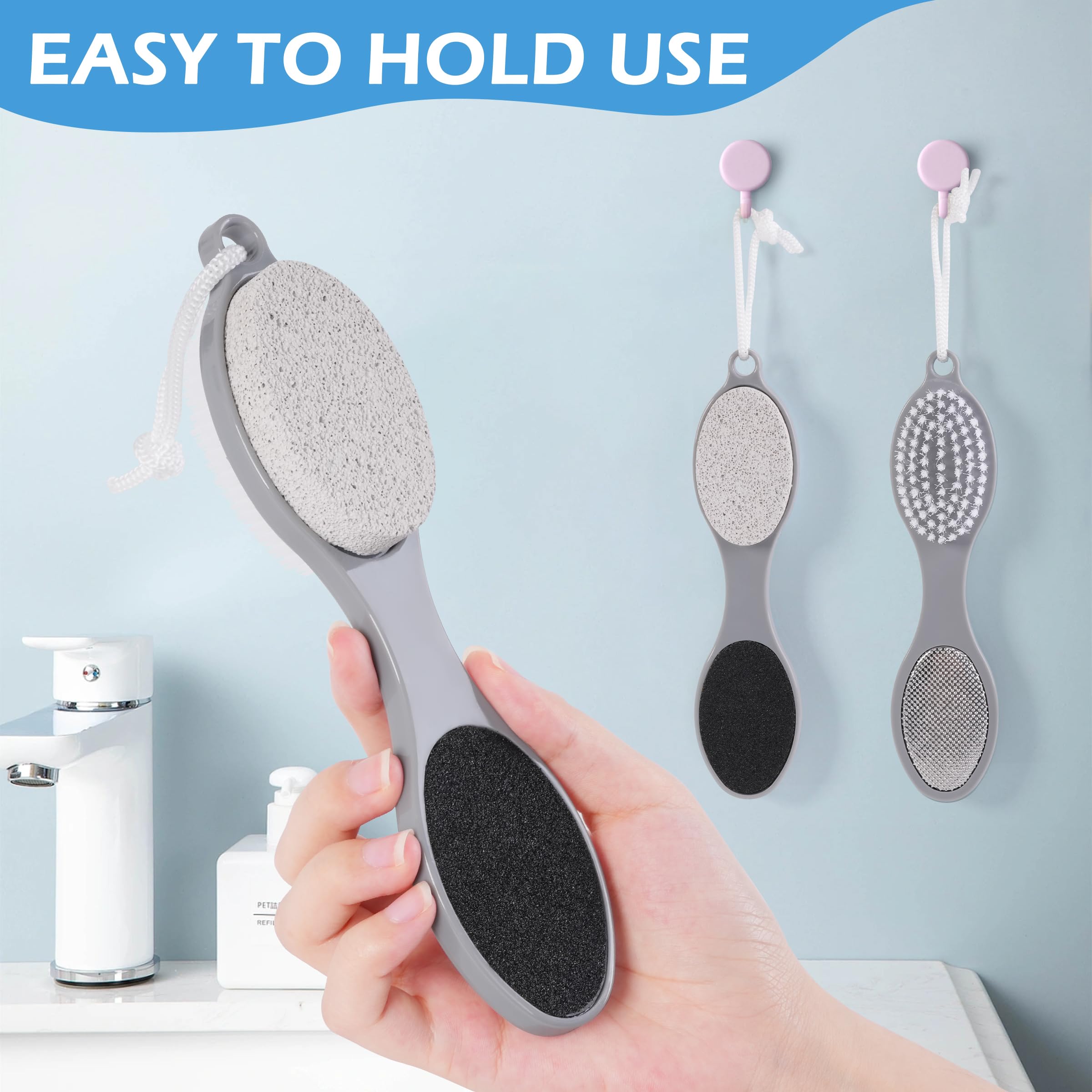 3 Pcs 4 In 1 Foot Brush For Use In Shower With Pumice Stone, Foot Rasp And Sandpaper, Foot Scrubber Brush For Feet, Dead Skin Re