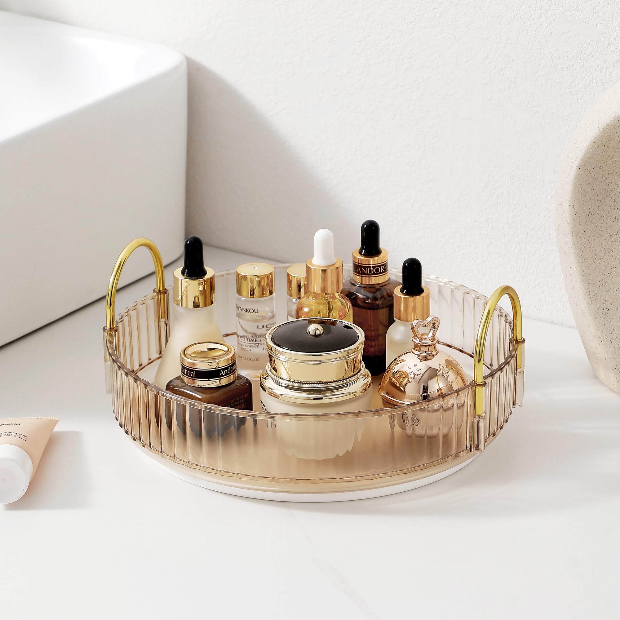 360 Rotating Makeup Organizer For Vanity, Large Skincare Perfume Organizers, Bathroom Counter Make Up Organizers And Storage, Cl