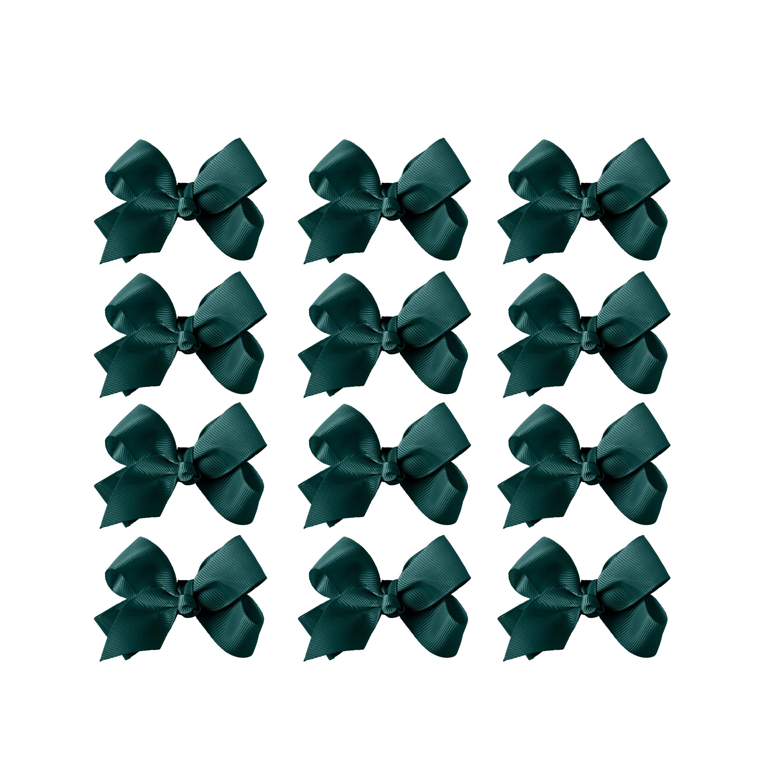 Small Solid Bow for Girls - Set of 12 (Hunter Green)