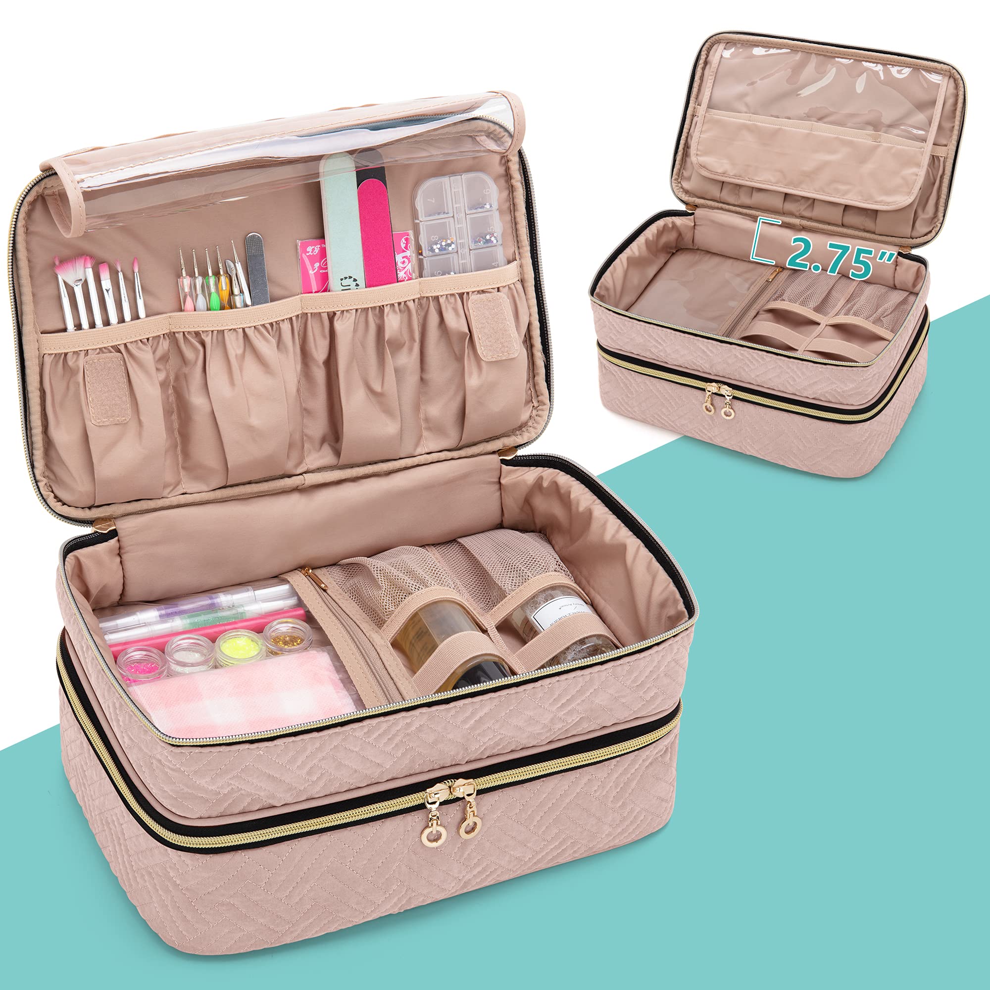 Bafaso Nail Polish Organizer Holds 40 Bottles (15Ml - 0.5 Fl.Oz), Nail Polish Case With Manicure Tools Storage Sections (Patente