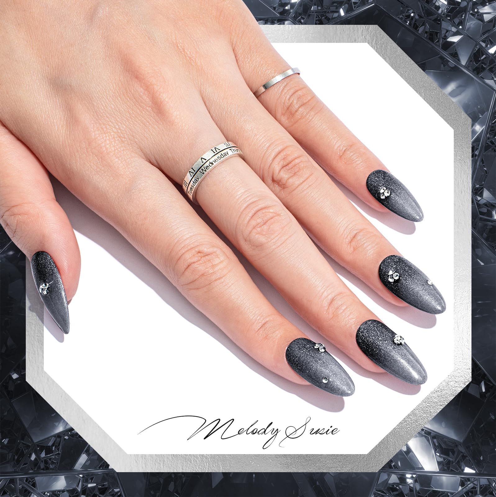 Melodysusie Thick Glitter Gel Nail Polish,15Ml Black Gray Glitter Color Nails Soak Off Uv Led Sparkle Glitter Gel Polish Gift Fo
