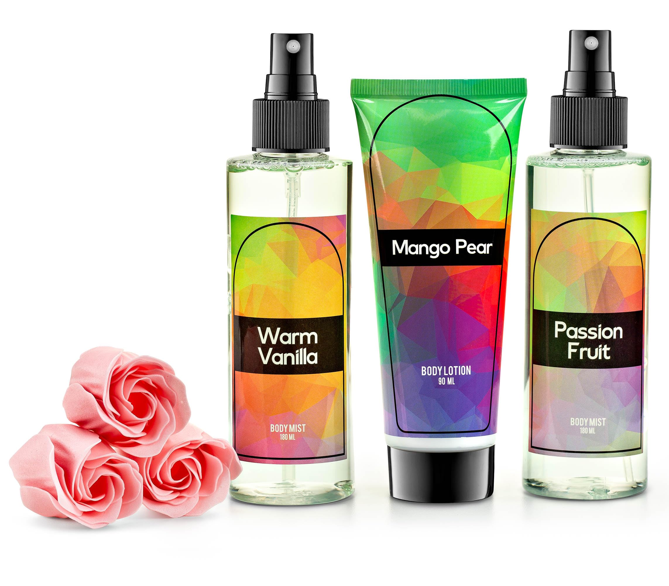 Fine Fragrance Body Mist & Body Splash Gift Set - Luxury Self-Care Combo For Women And Girls (Passion Fruit, Warm Vanilla, Mango