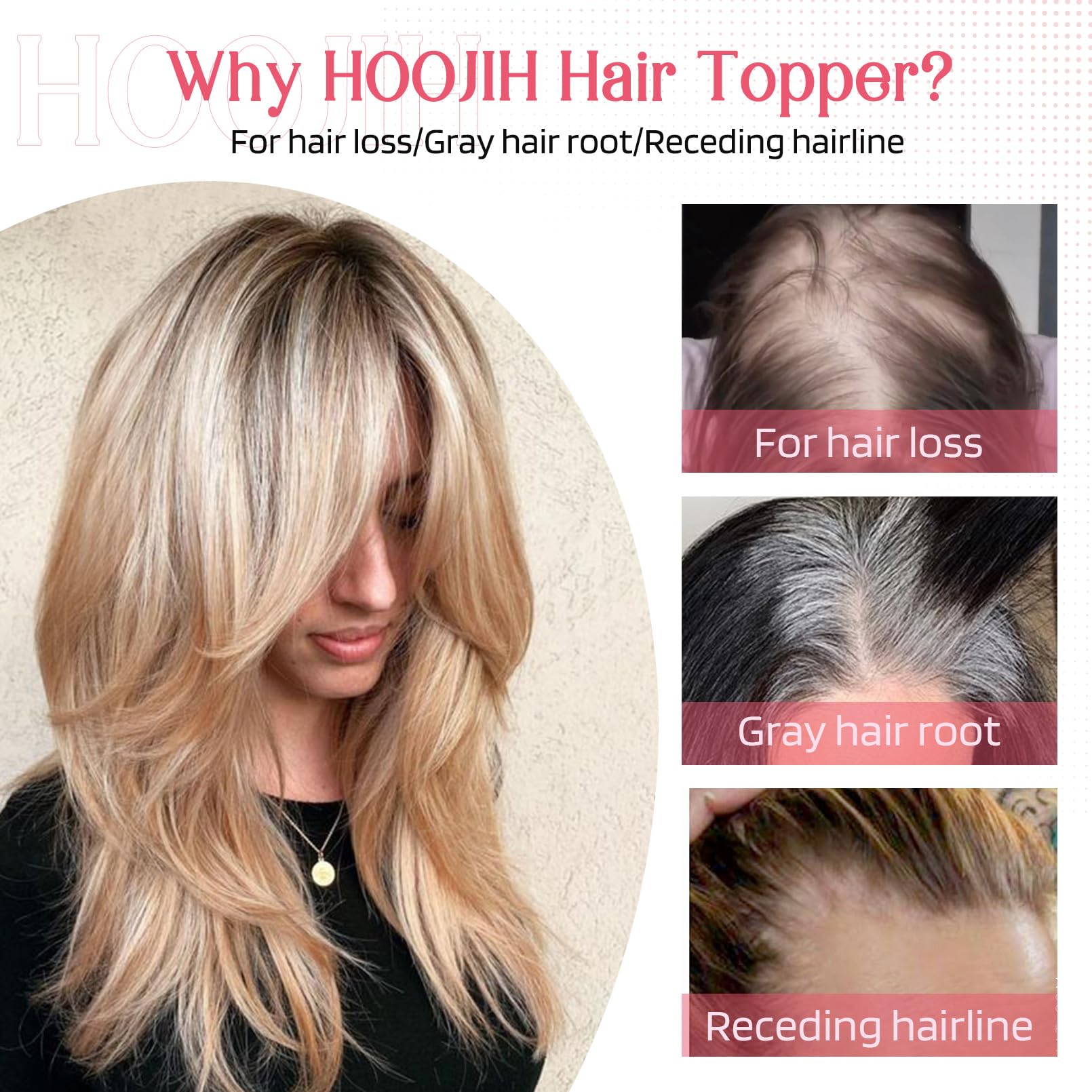 Hoojih Hair Topper, Long Layered Hair Topper With Bangs For Women With Thinning Hair 14 Inch Slightly Curled Ends Wiglets Synthe