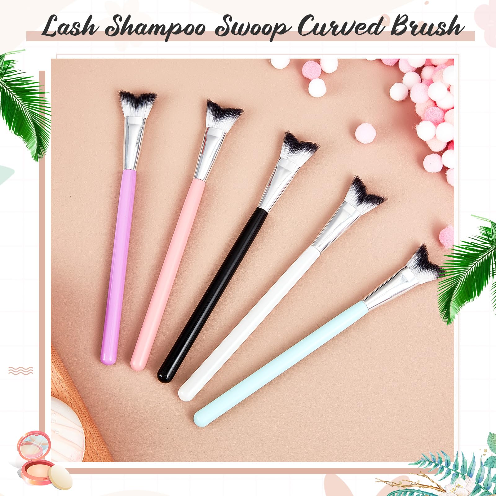 Mifoci 30 Pcs Fluffy Lash Cleaning Brush Lash Shampoo Swoop Curved Brush Lash Brushes For Cleansing Eyelash Extension Cleanser B