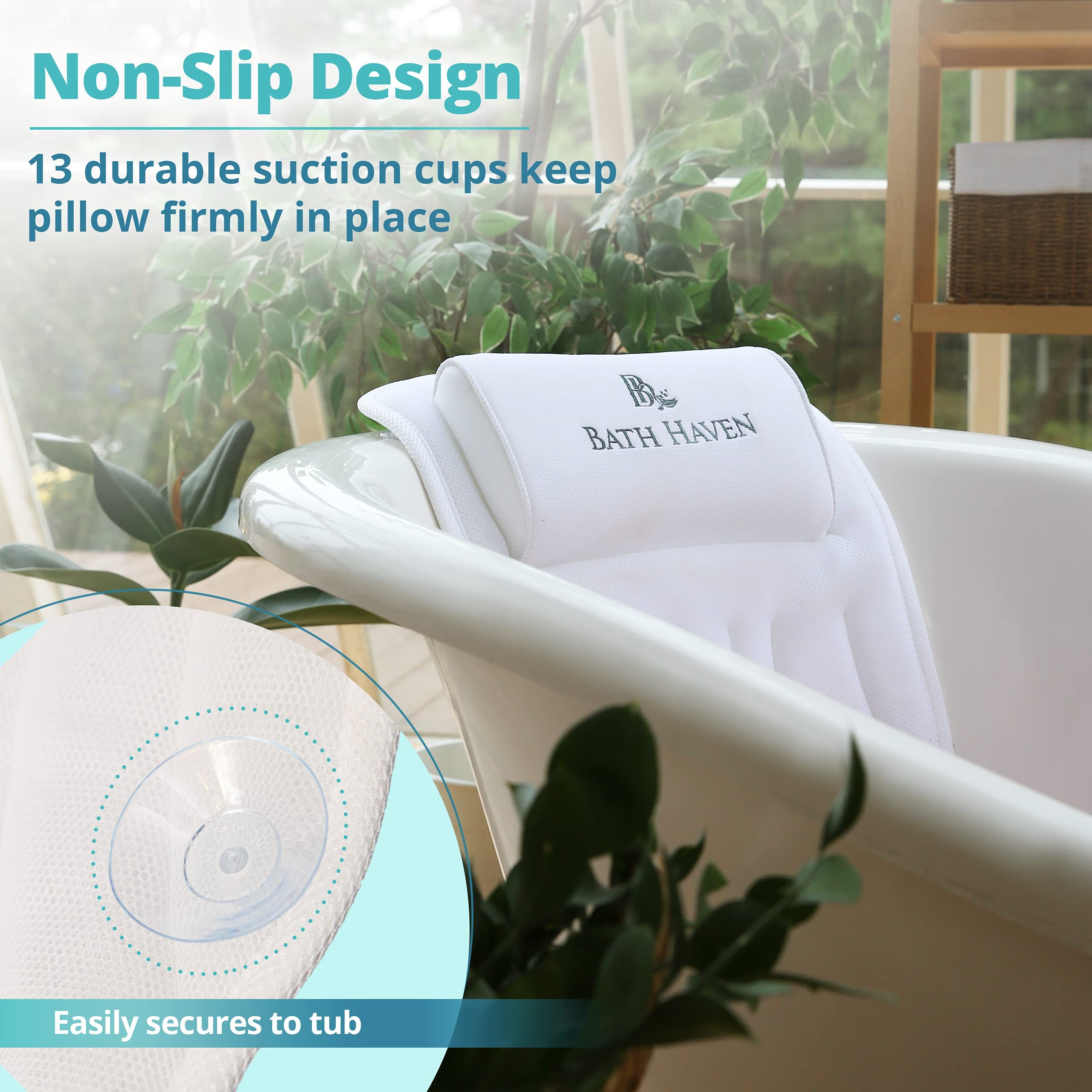 Bath Haven Bath Pillow For Bathtub - Full Body Mat & Cushion Headrest For Women And Men, Luxury Pillows For Neck And Back In Sho